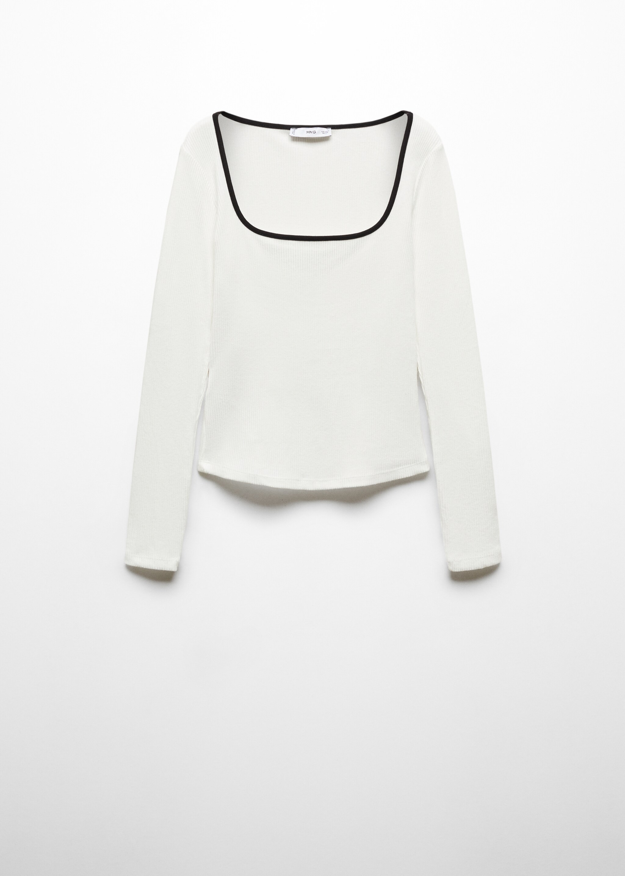 Ribbed Squared neckline t-shirt - Article without model, White. Ref: 67054784-00.