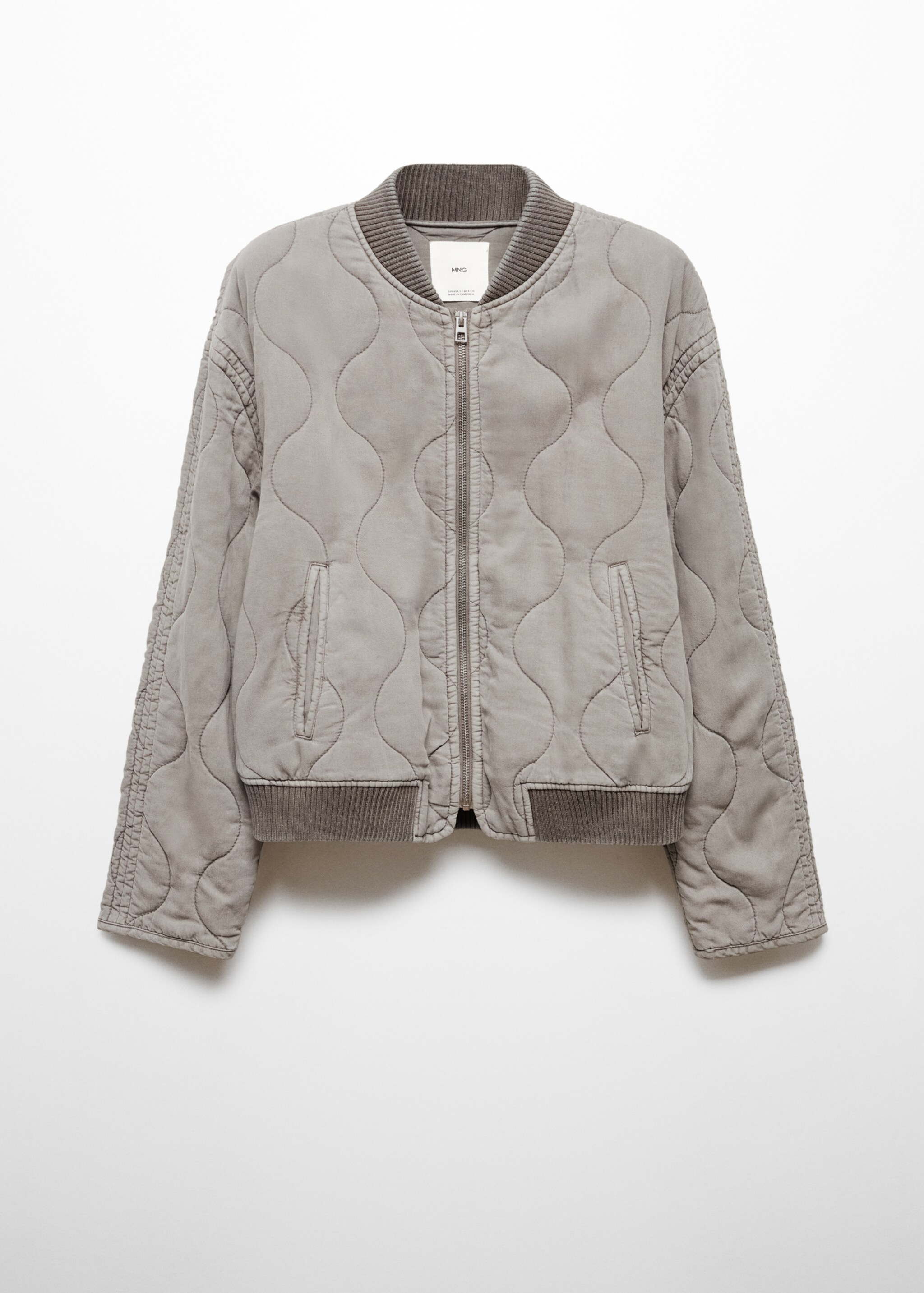 Quilted bomber jacket - Article without model, Light Heather Grey. Ref: 67054785-00.
