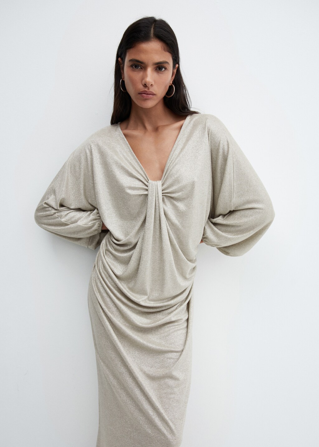Vestido drapeado lúrex