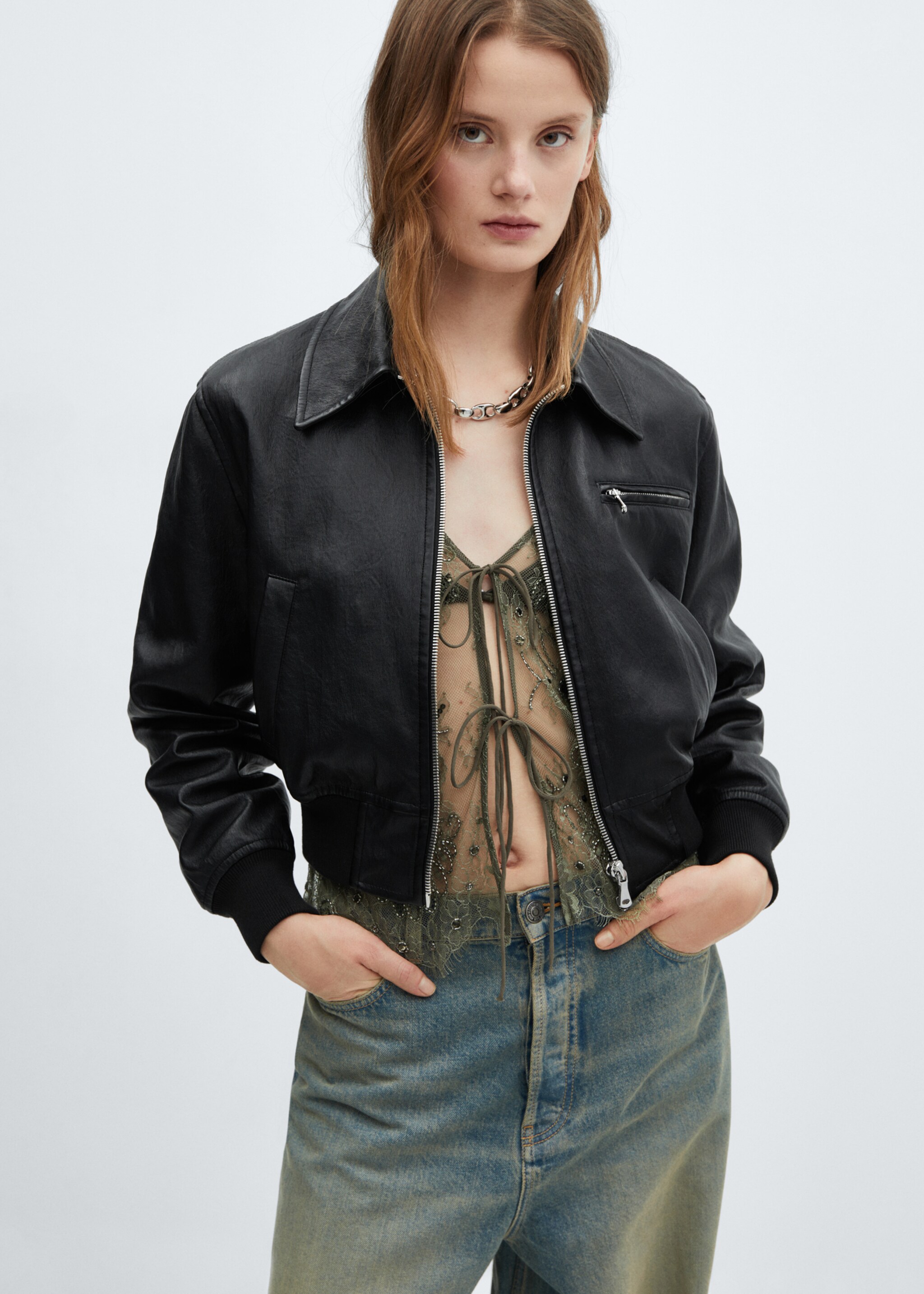 Vintage leather-effect jacket - Medium plane