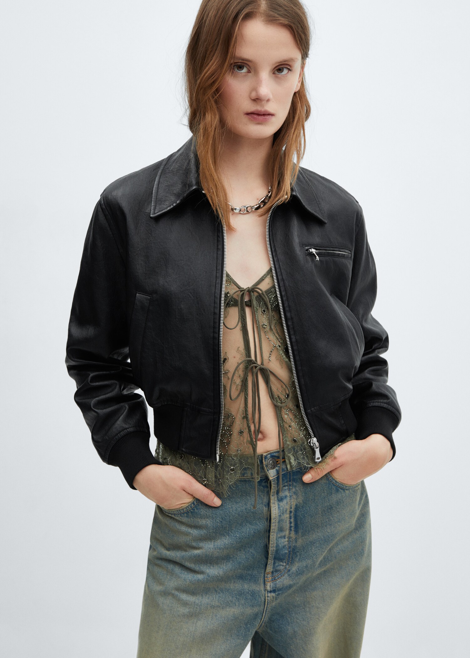 Vintage leather-effect jacket - Medium plane