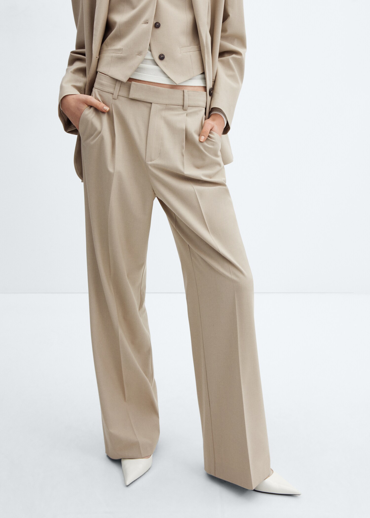 Wideleg suit trousers - Medium plane