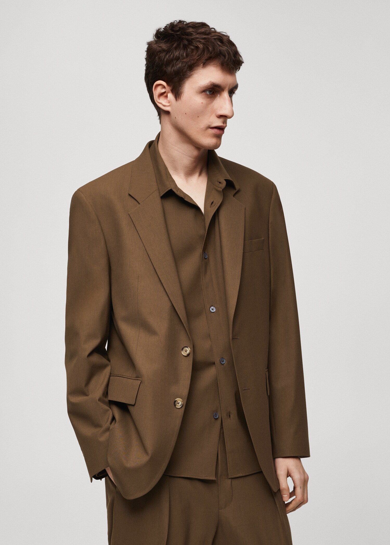 Regular fit cold wool suit blazer - Medium plane