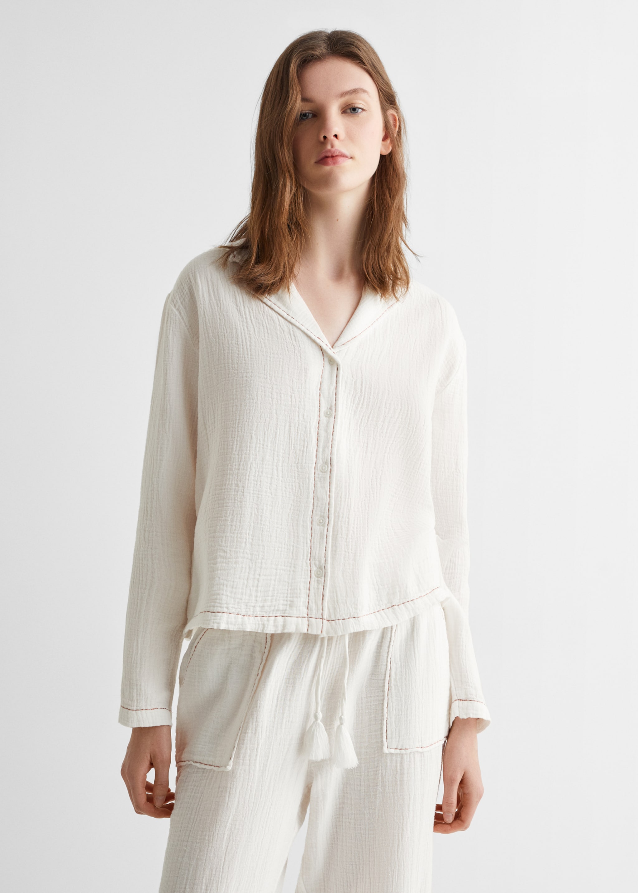 Lange katoenen pyjama - Middenvlak