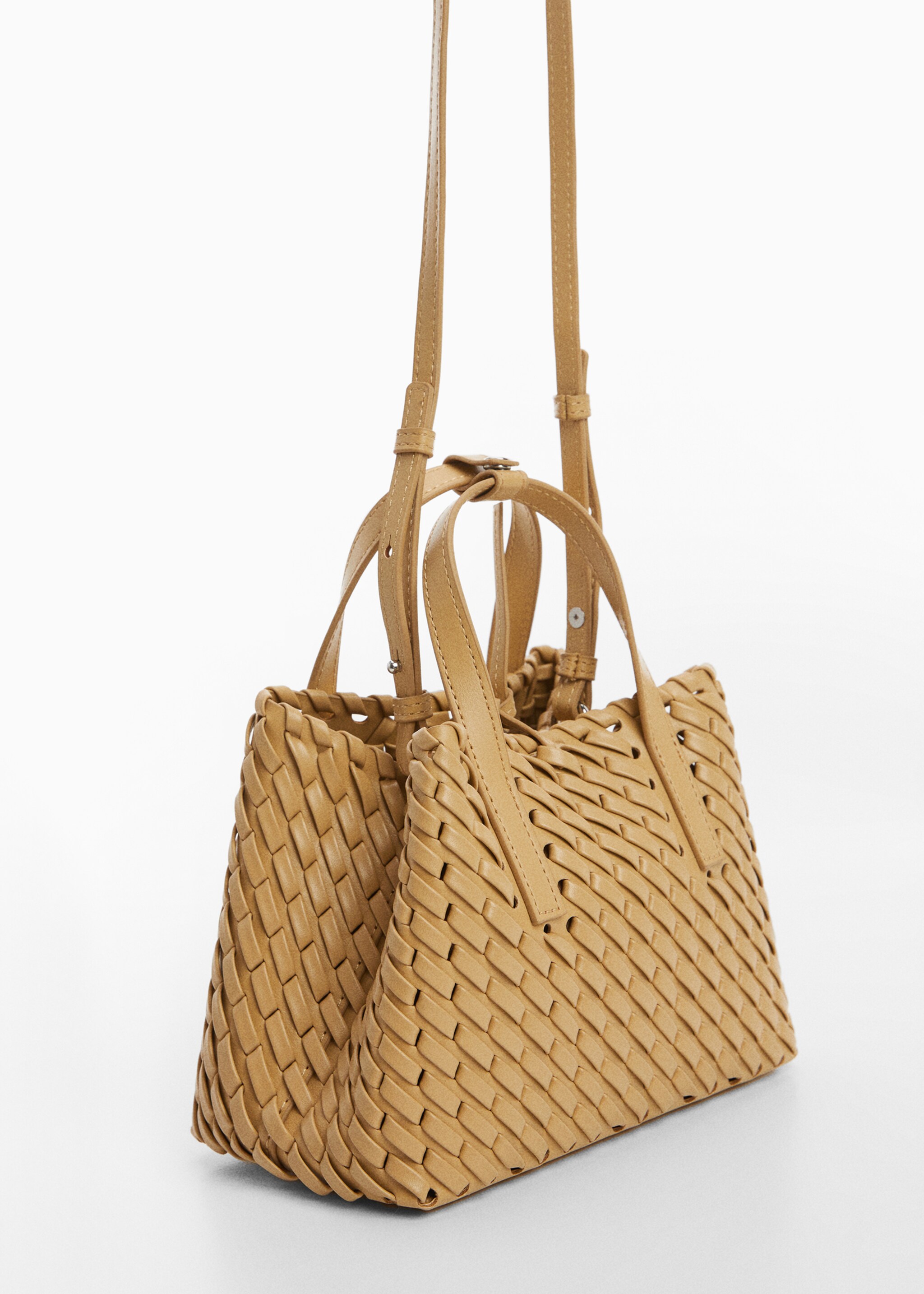 Double-handle braided bag - Medium plane, Beige. Ref: 67055149-00.