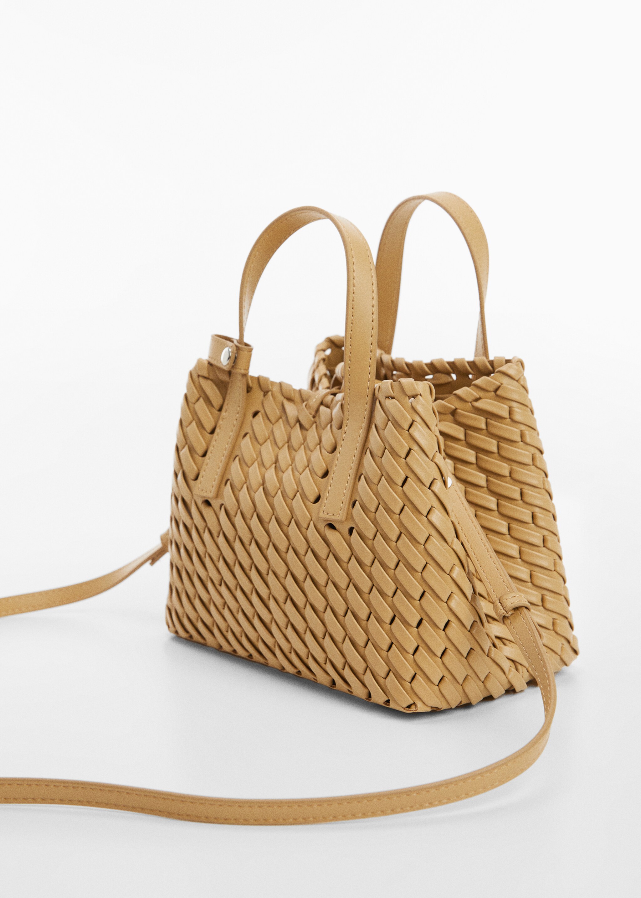Double-handle braided bag - Details of the article 2, Beige. Ref: 67055149-00.