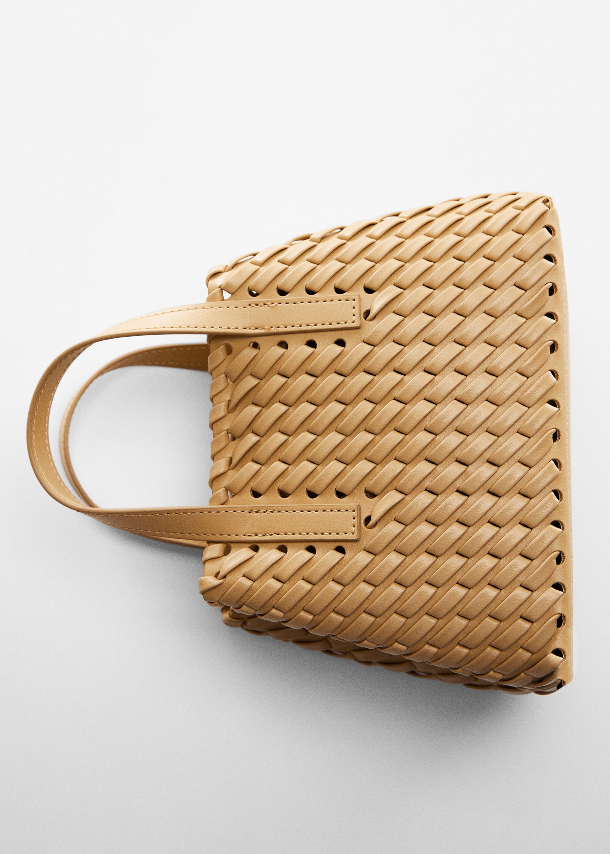 Double-handle braided bag - Details of the article 5, Beige. Ref: 67055149-00.