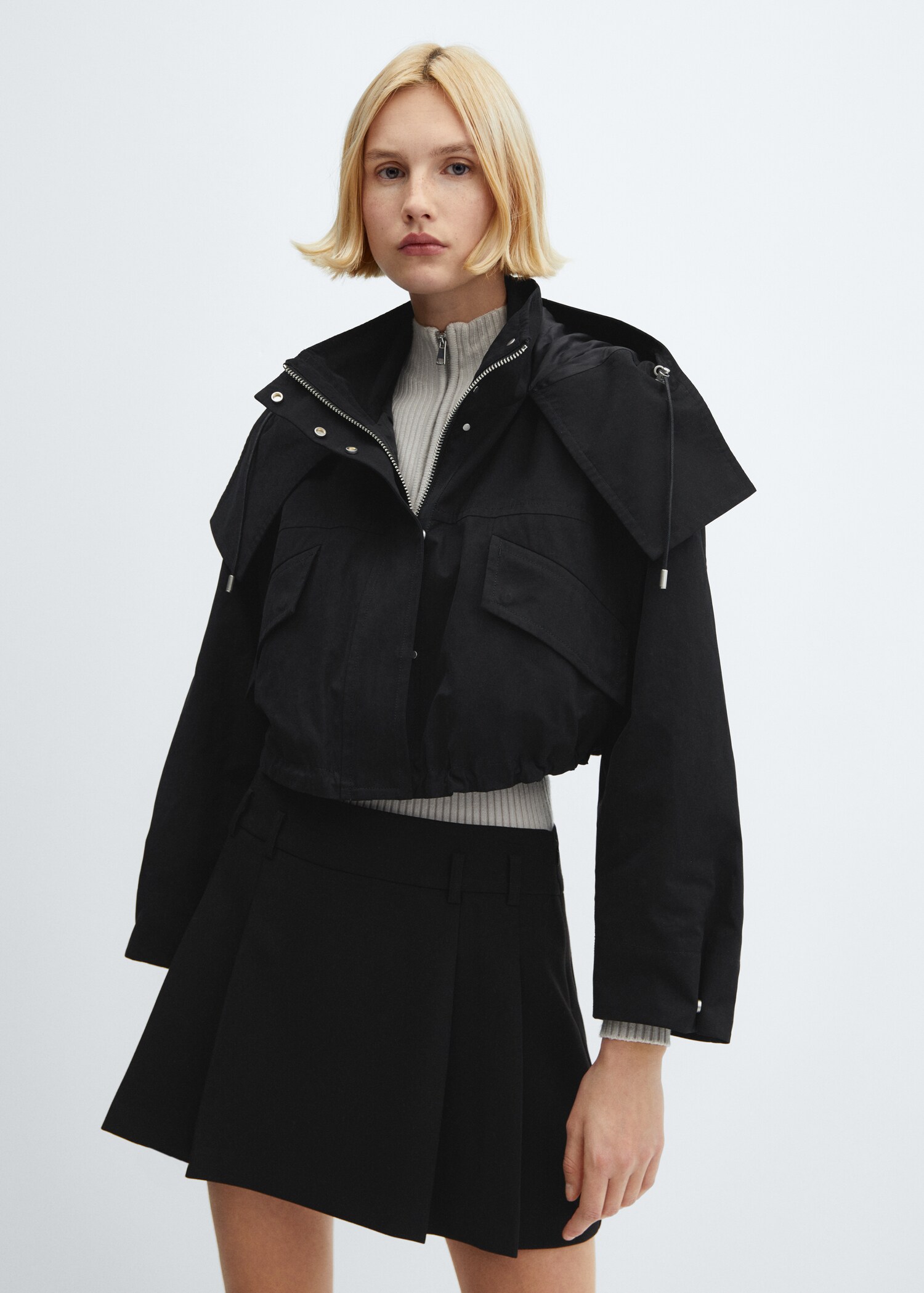 Parka crop capuche - Plan moyen