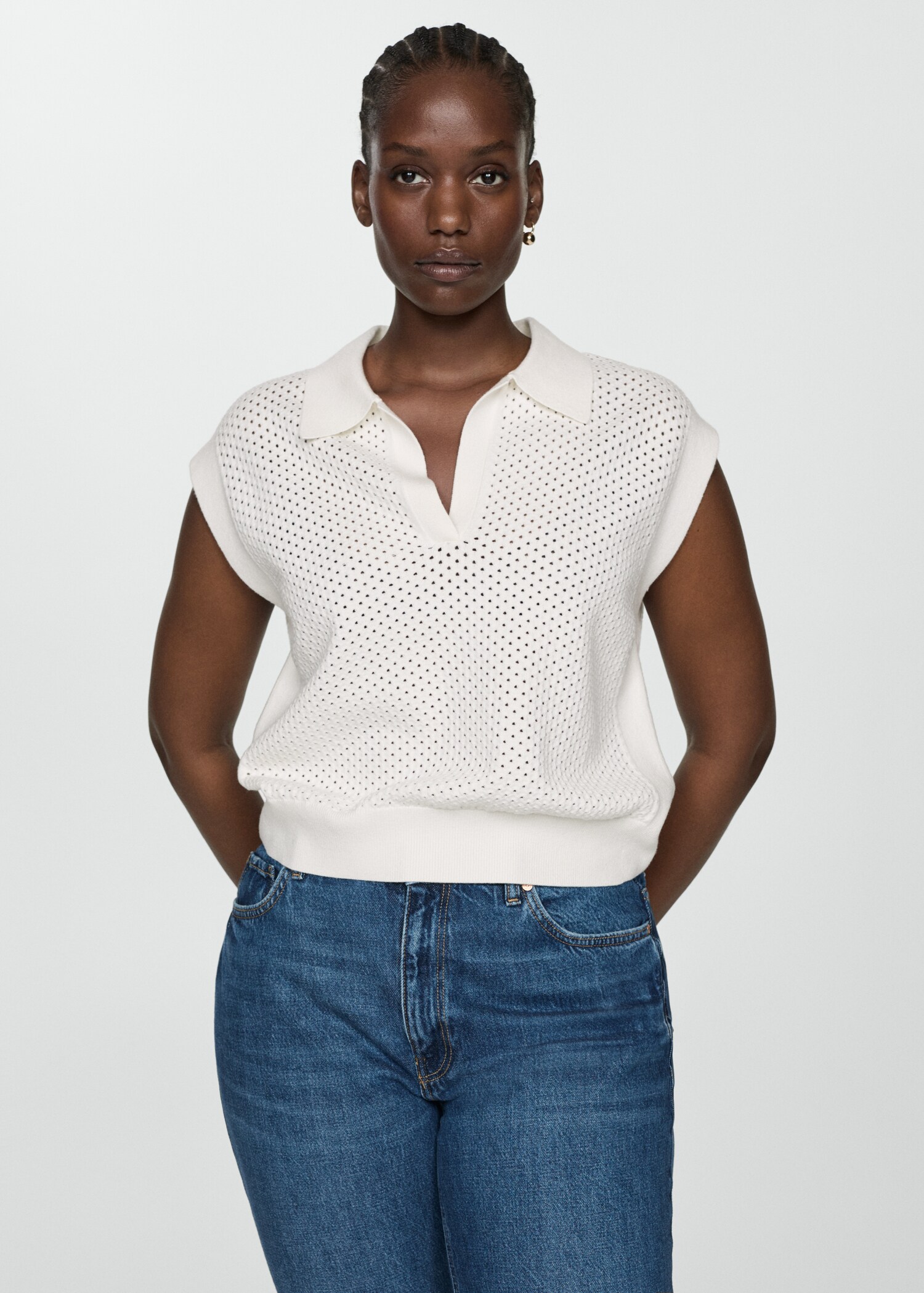 Openwork polo-neck top - Details of the article 5
