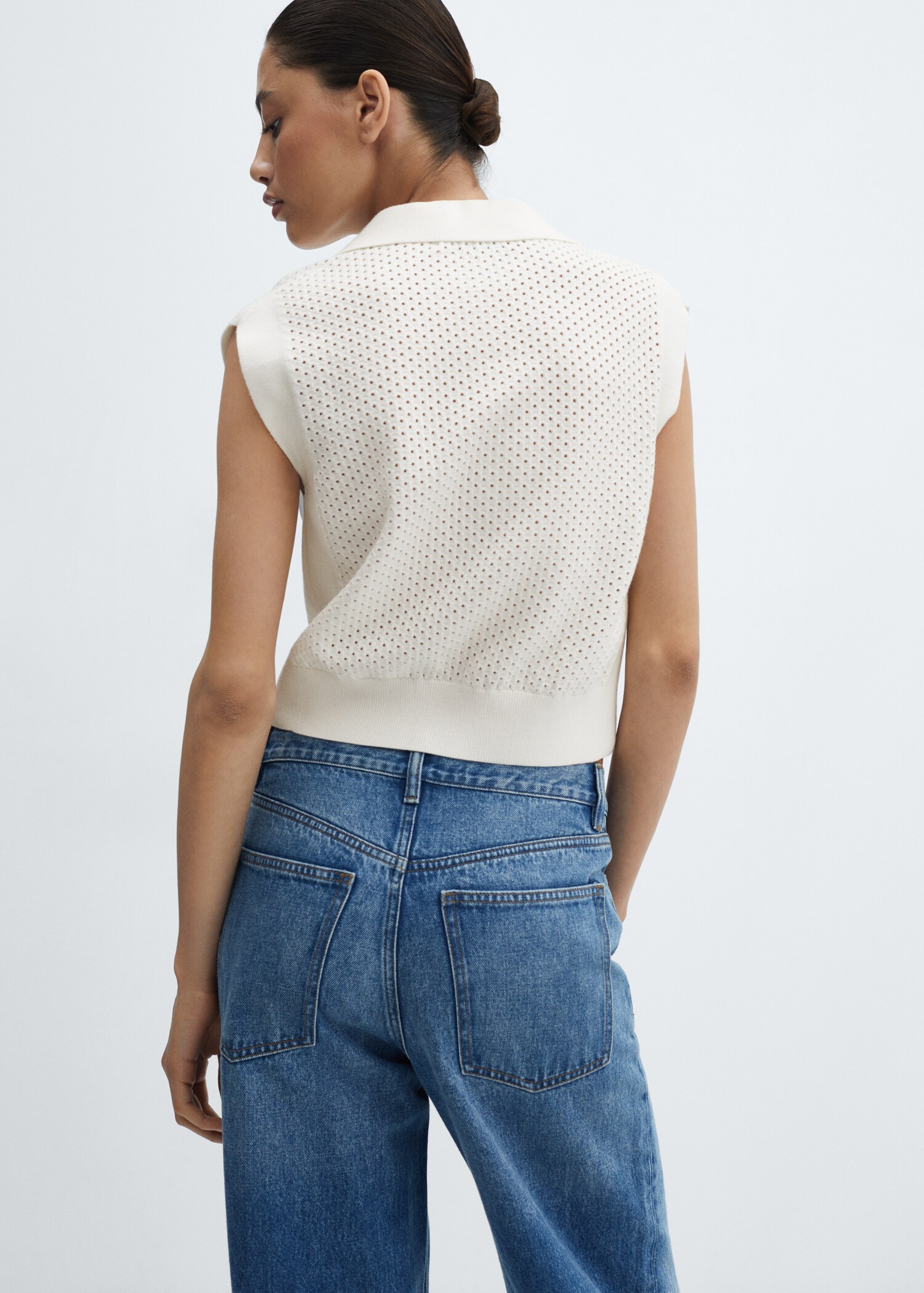 Openwork polo-neck top - Reverse of the article