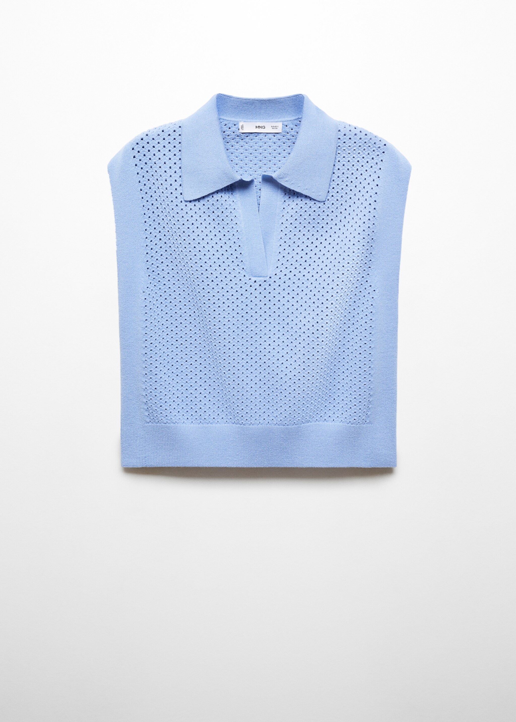 Lochmuster-Top mit Poloshirt-Kragen - Artikel ohne Model