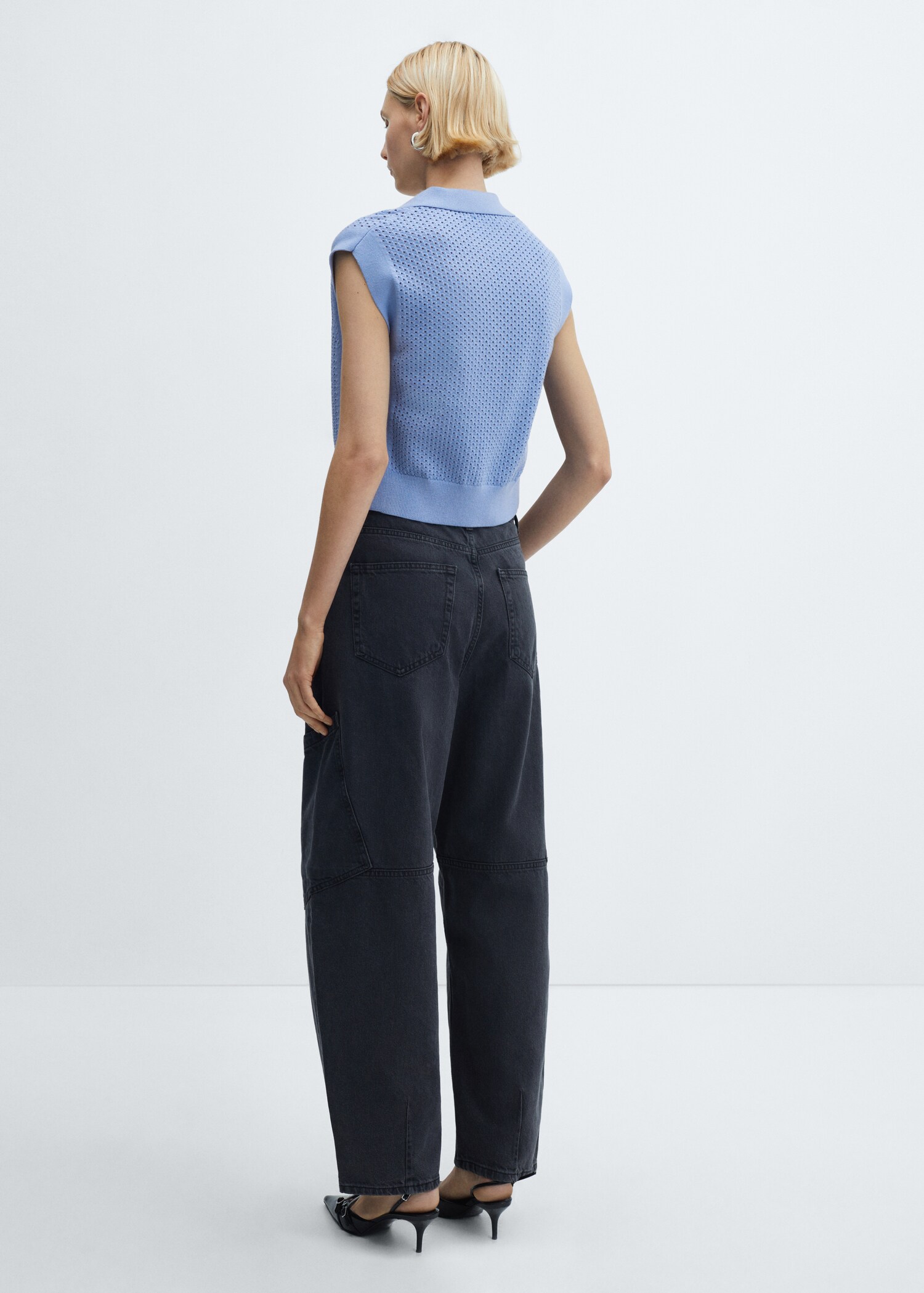 Openwork polo-neck top - Reverse of the article