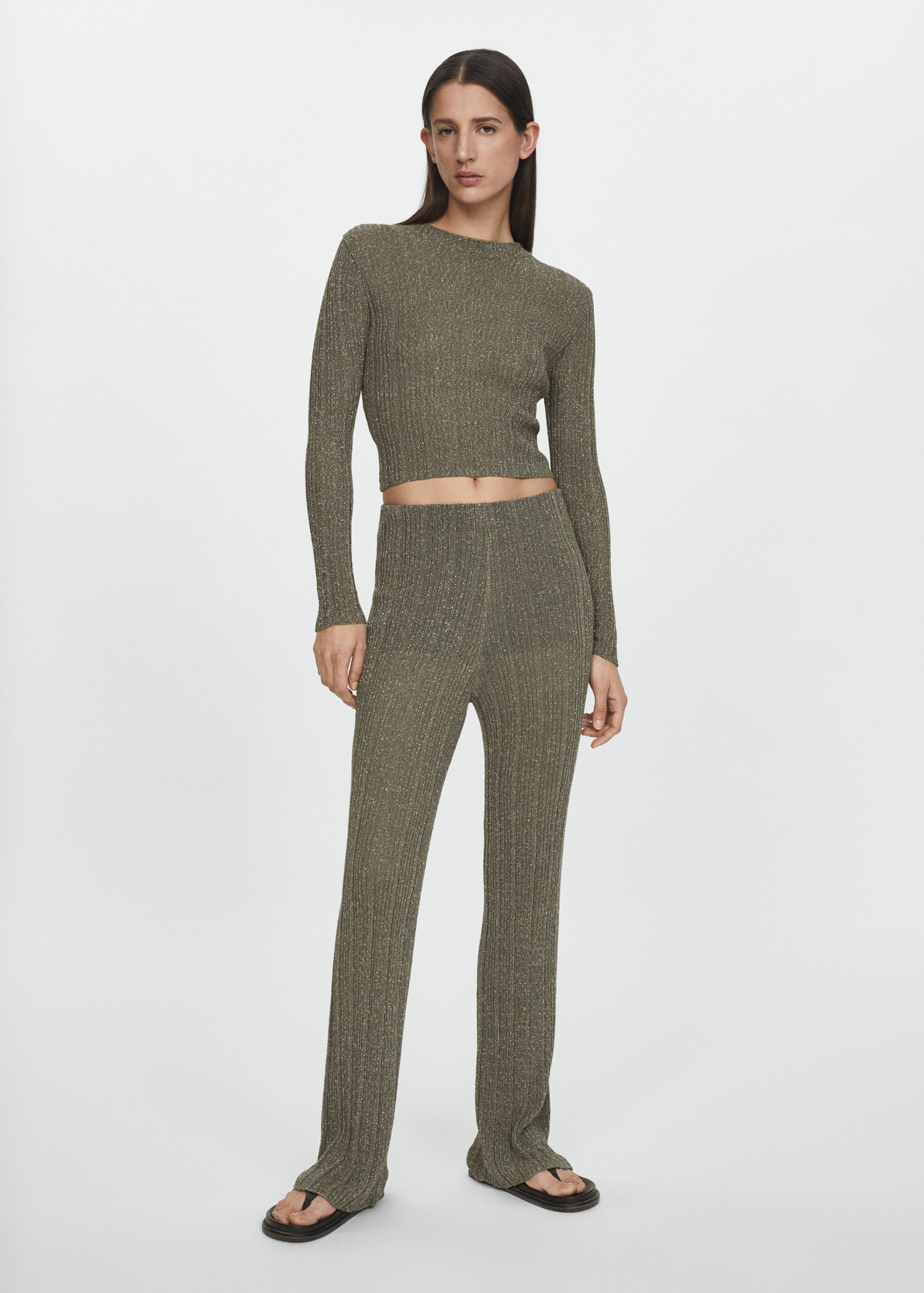 Straight-fit knitted lurex trousers - Details of the article 7