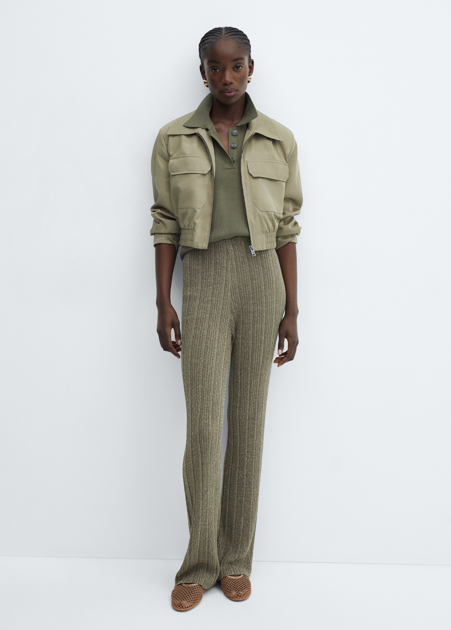 Straight-fit knitted lurex trousers - Details of the article 9