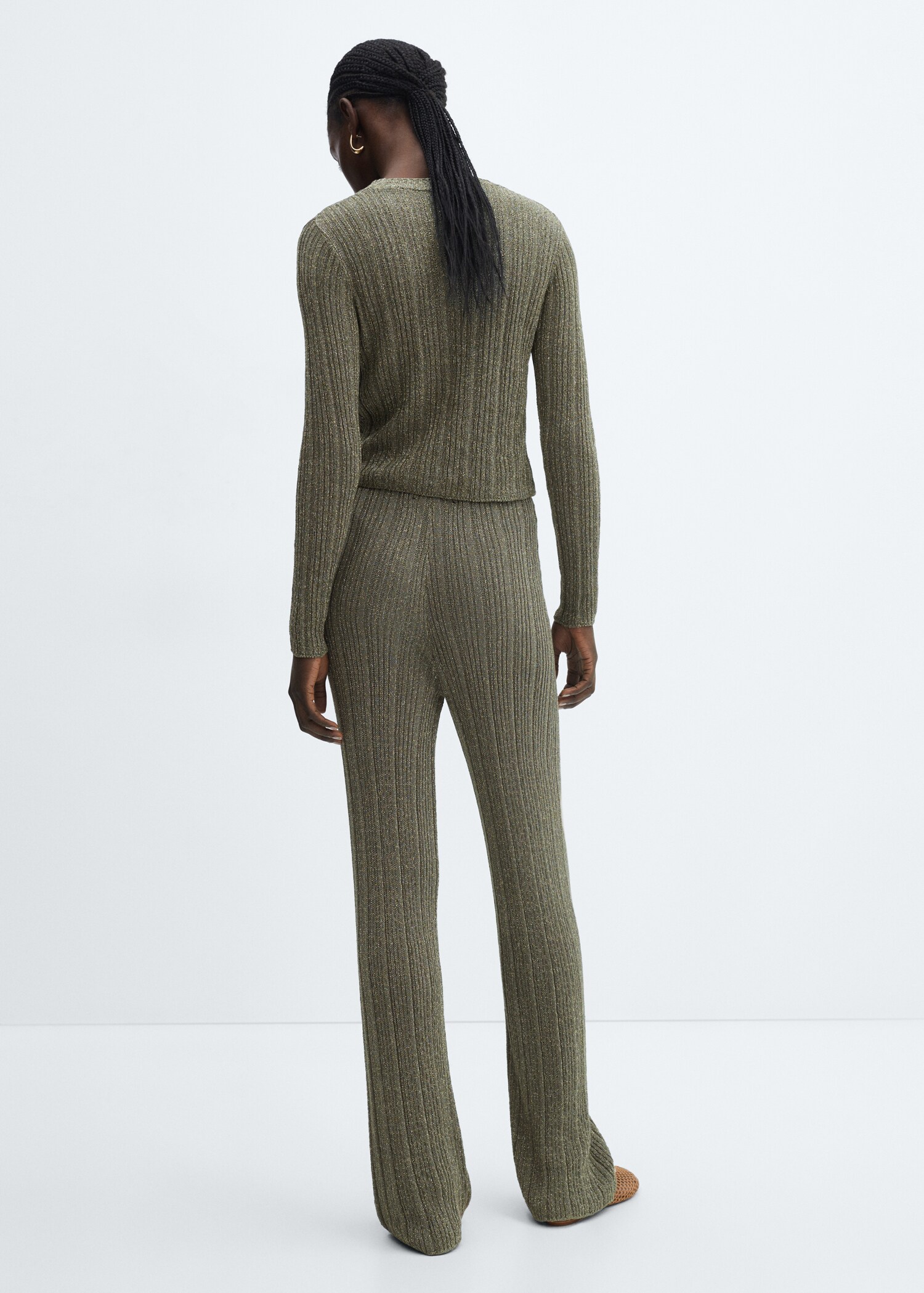 Straight-fit knitted lurex trousers - Reverse of the article