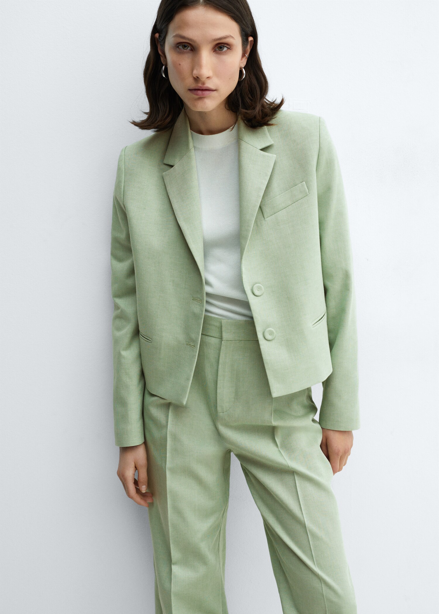 Cropped blazer with buttons - Medium plane
