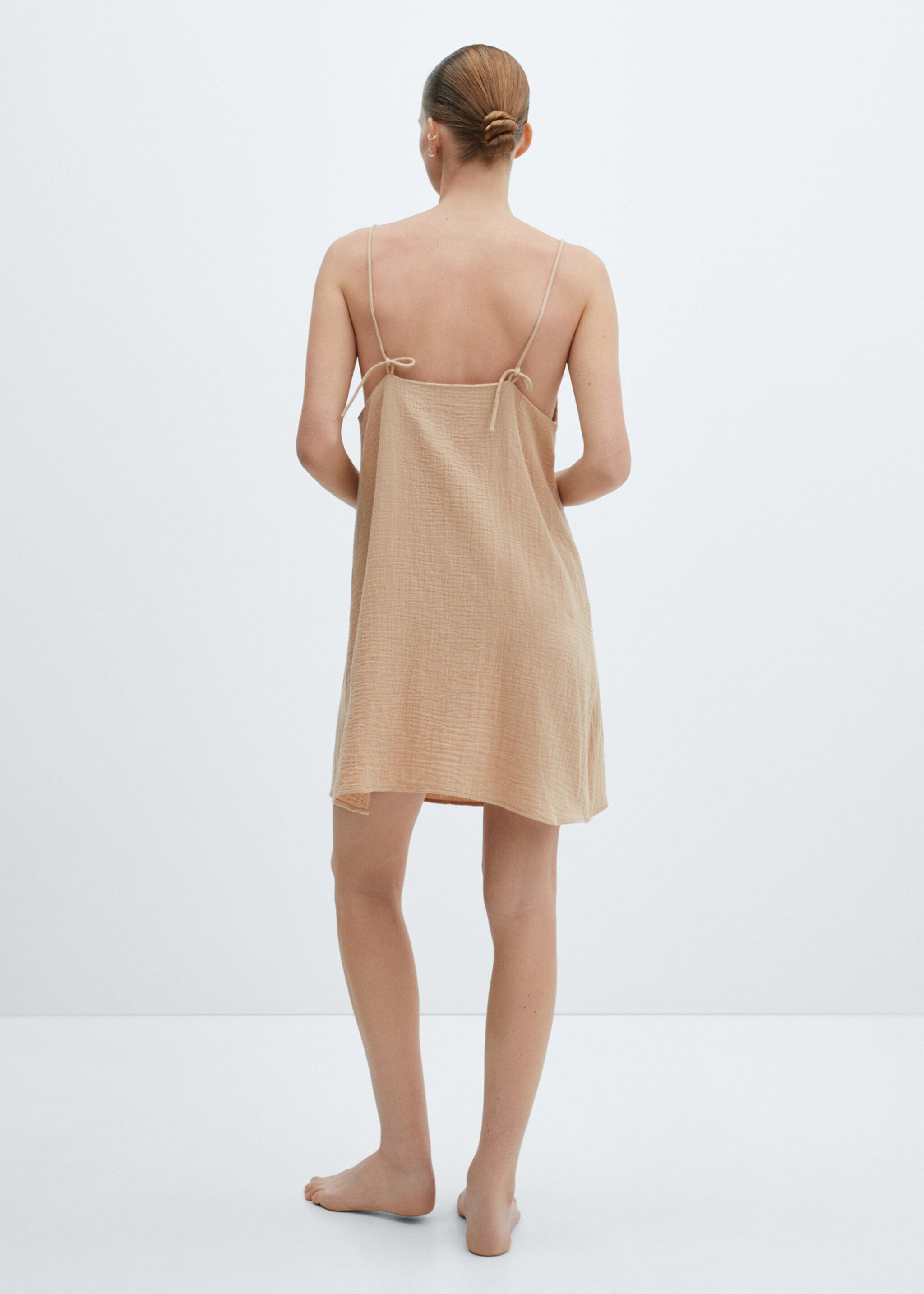 Chemise de nuit gaze de coton - Verso de l’article, Marron moyen. Ref: 67055989-00.