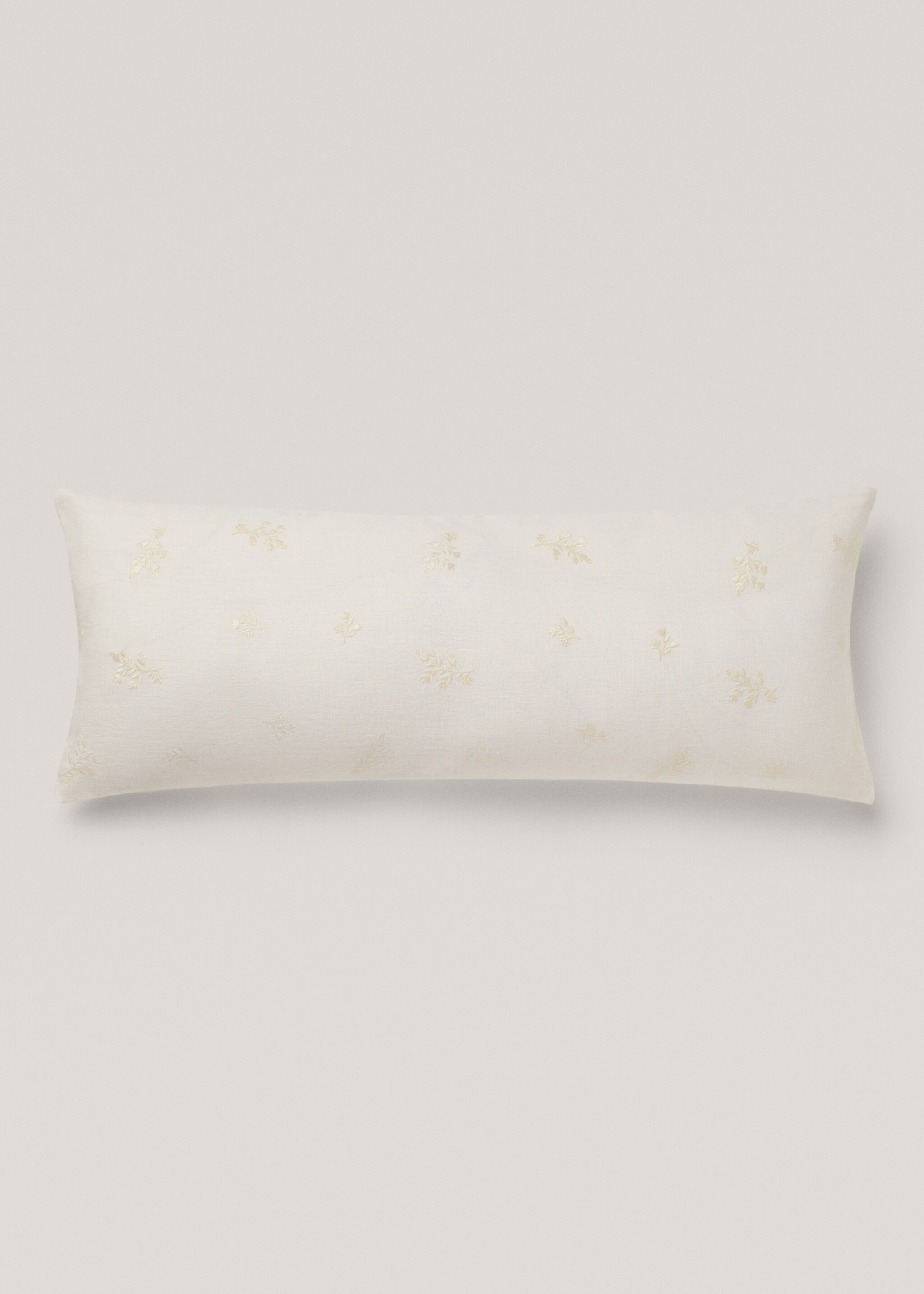 Kuddfodral 100% linne broderade blommor 35x90 cm - Artikel utan modell, Benvit. Ref: 67056014-00.