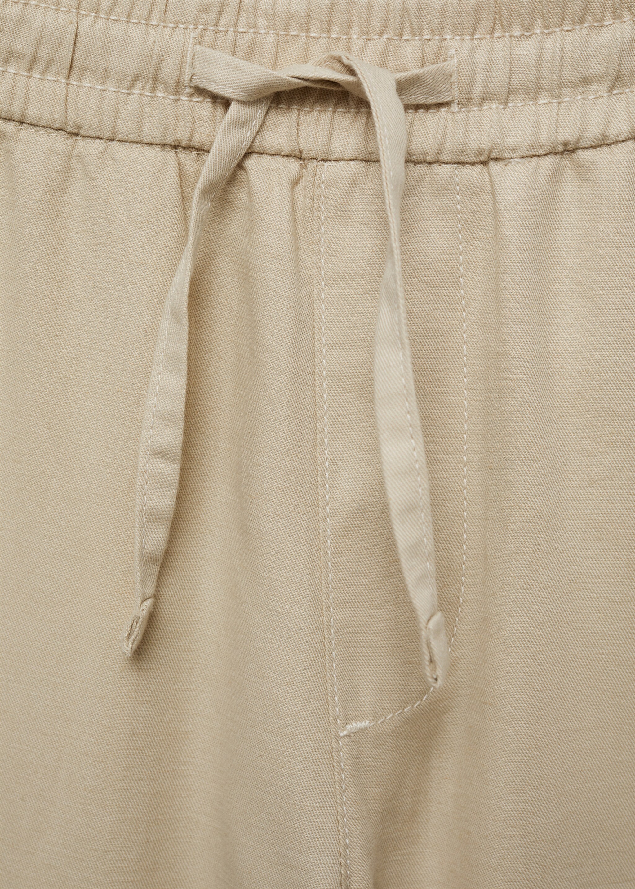 Linen-blend elastic waist trousers - Details of the article 8, Sand. Ref: 67056015-00.