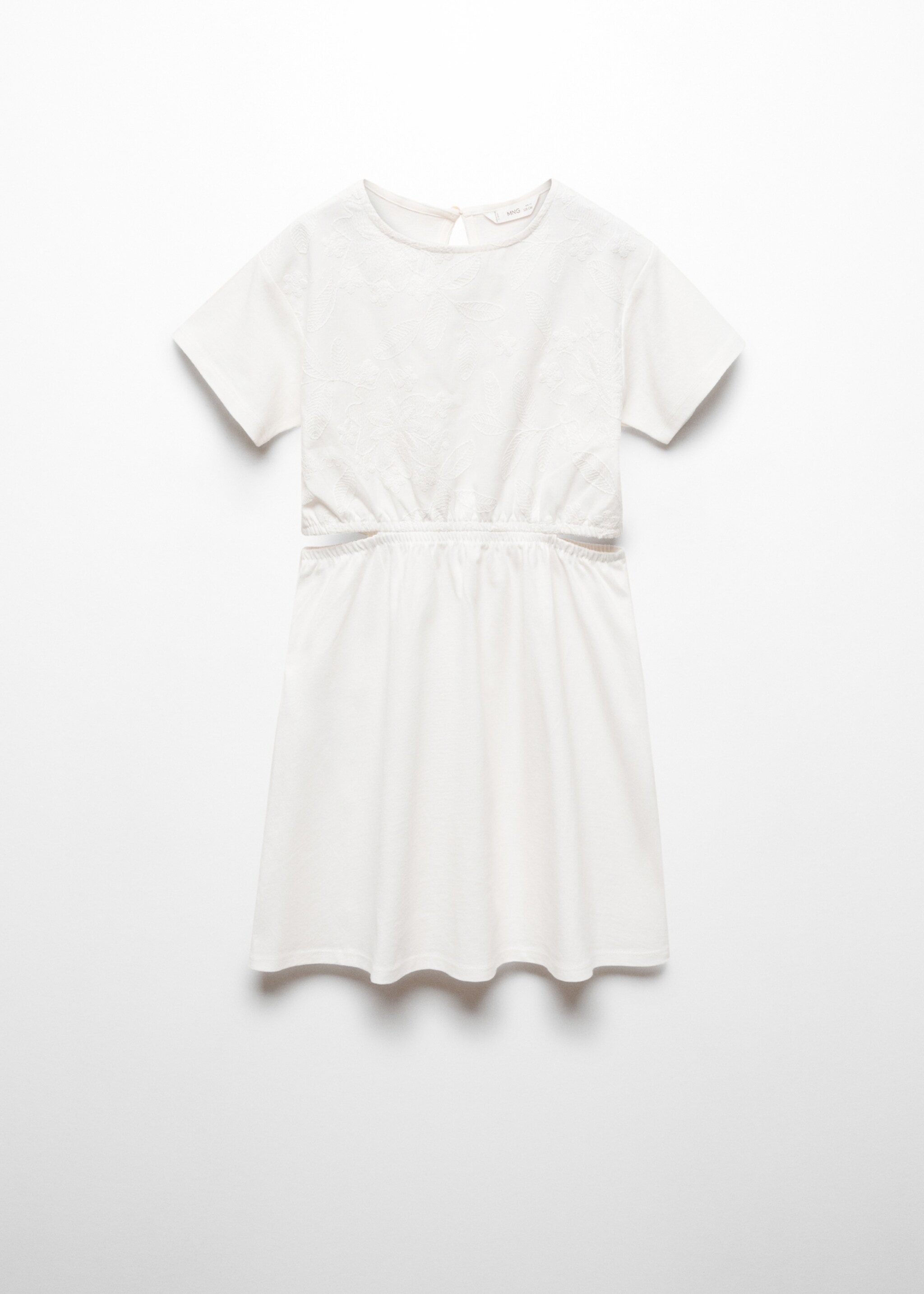 Embroidered dress with side slits - Article without model, Off White. Ref: 67056021-00.