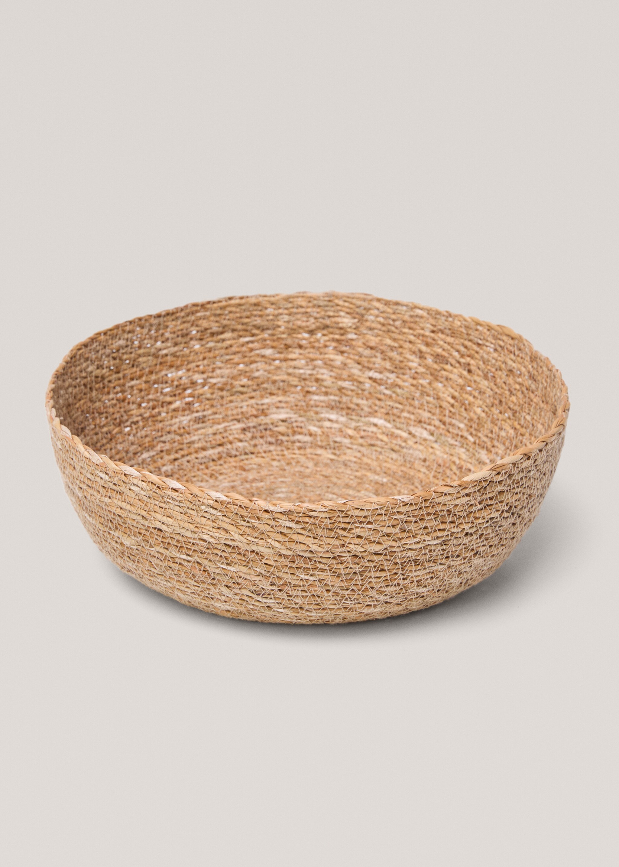 Cesta redonda de fibras naturais 30 x 10 cm - Pormenor do artigo 2, Castanho. Ref: 67056045-00.