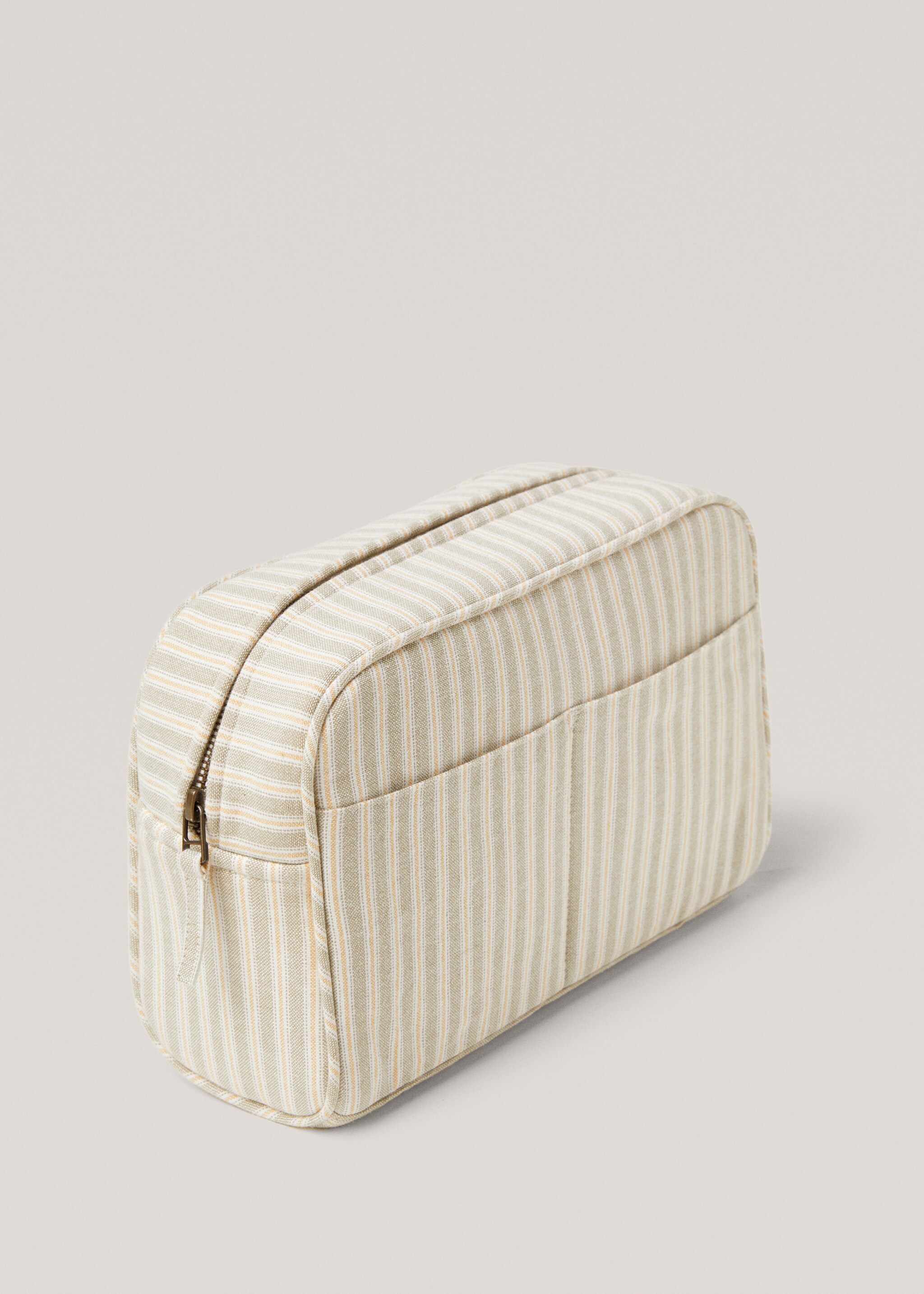 Striped cotton toiletry bag - Details of the article 1, Green. Ref: 67056049-00.