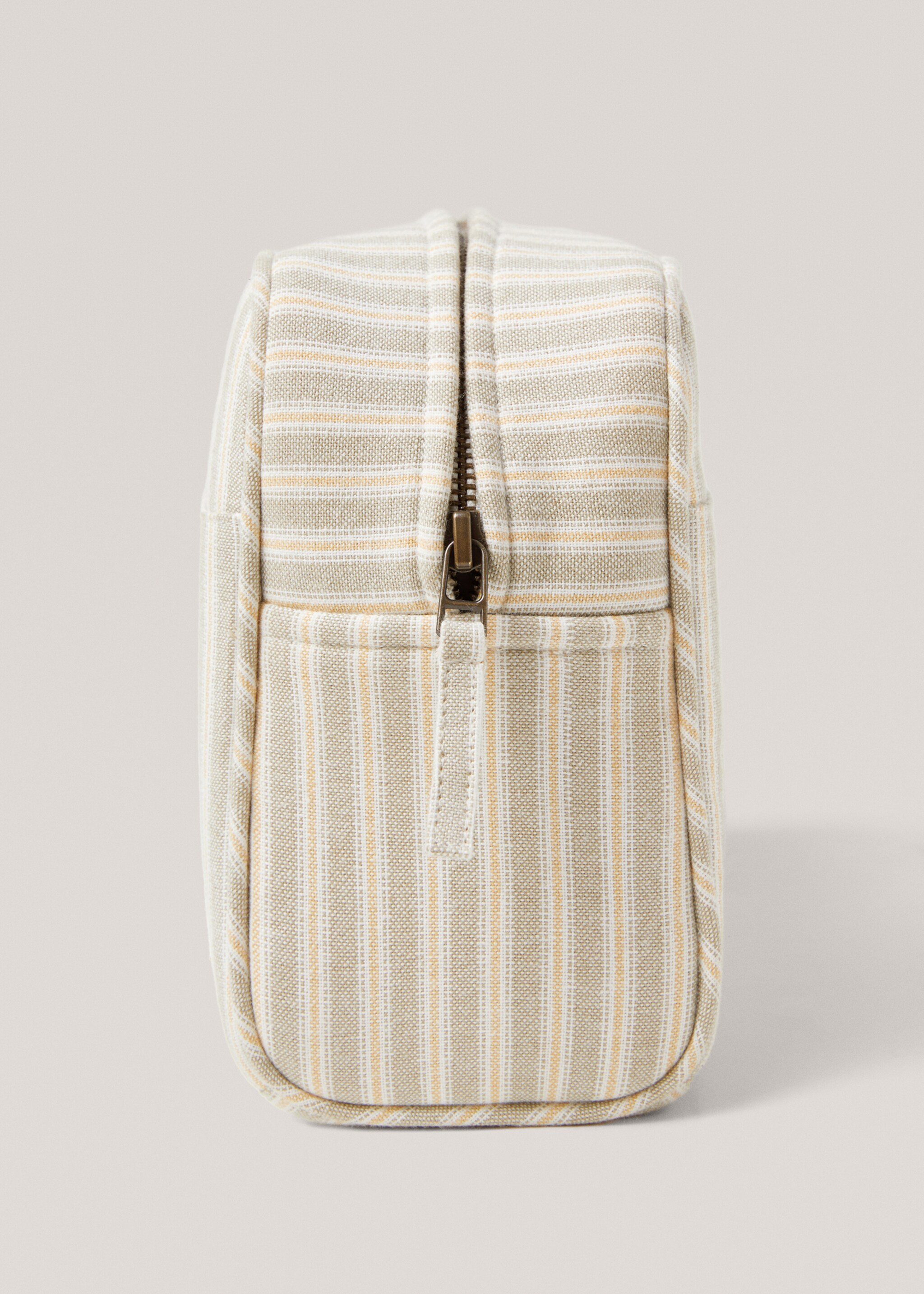 Striped cotton toiletry bag - Details of the article 2, Green. Ref: 67056049-00.