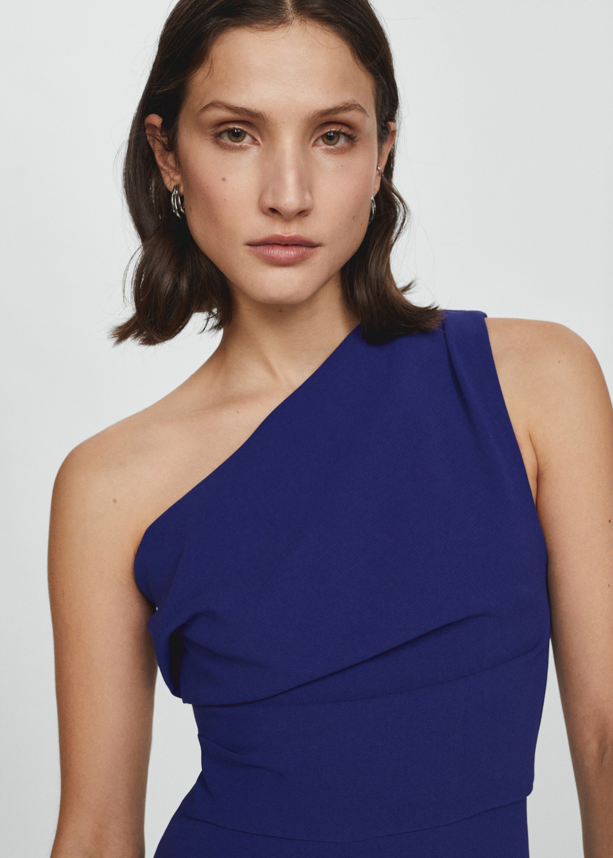 Asymmetric long jumpsuit - Details of the article 1, Blue. Ref: 67056335-00.