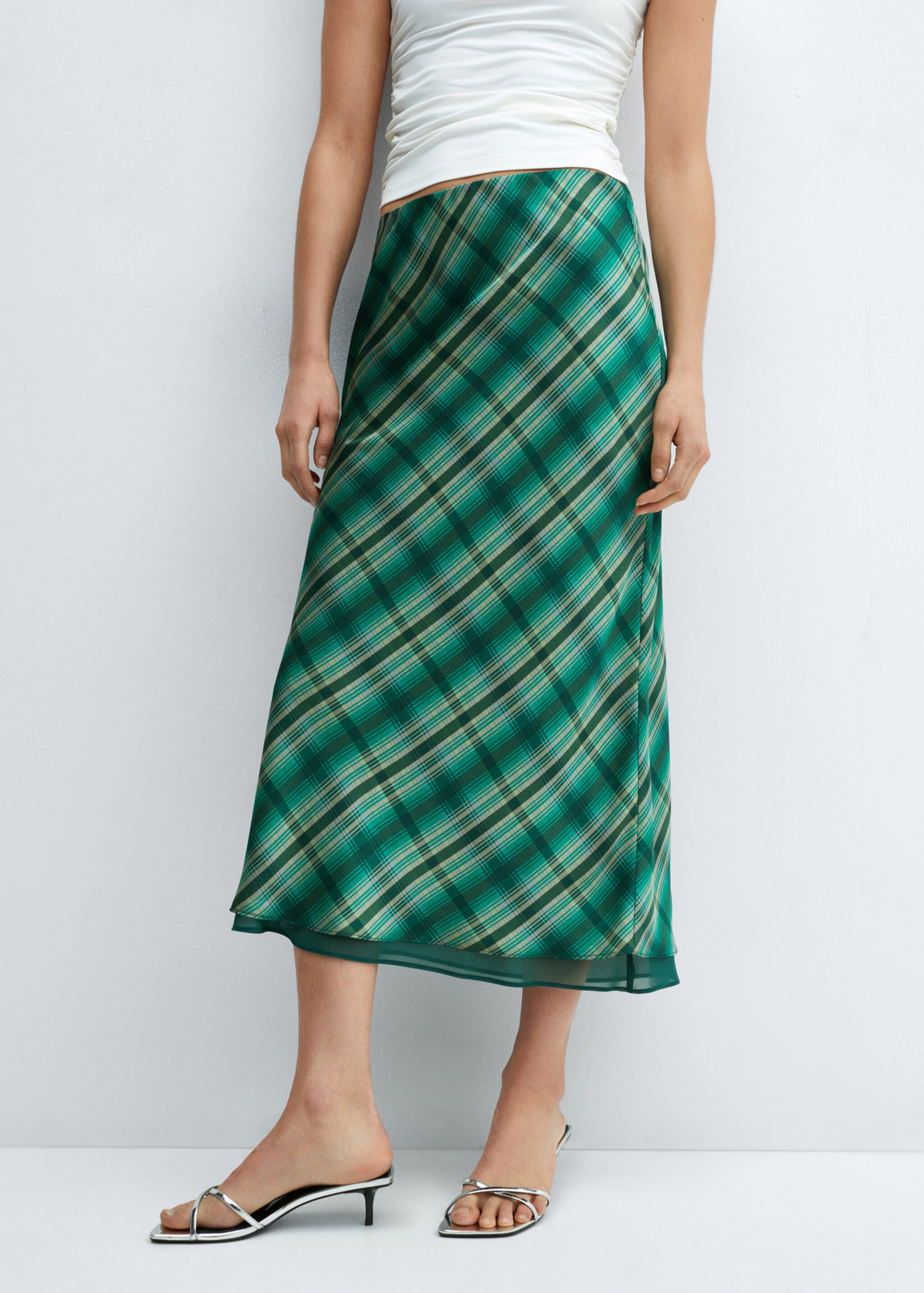 Satin check skirt - Medium plane