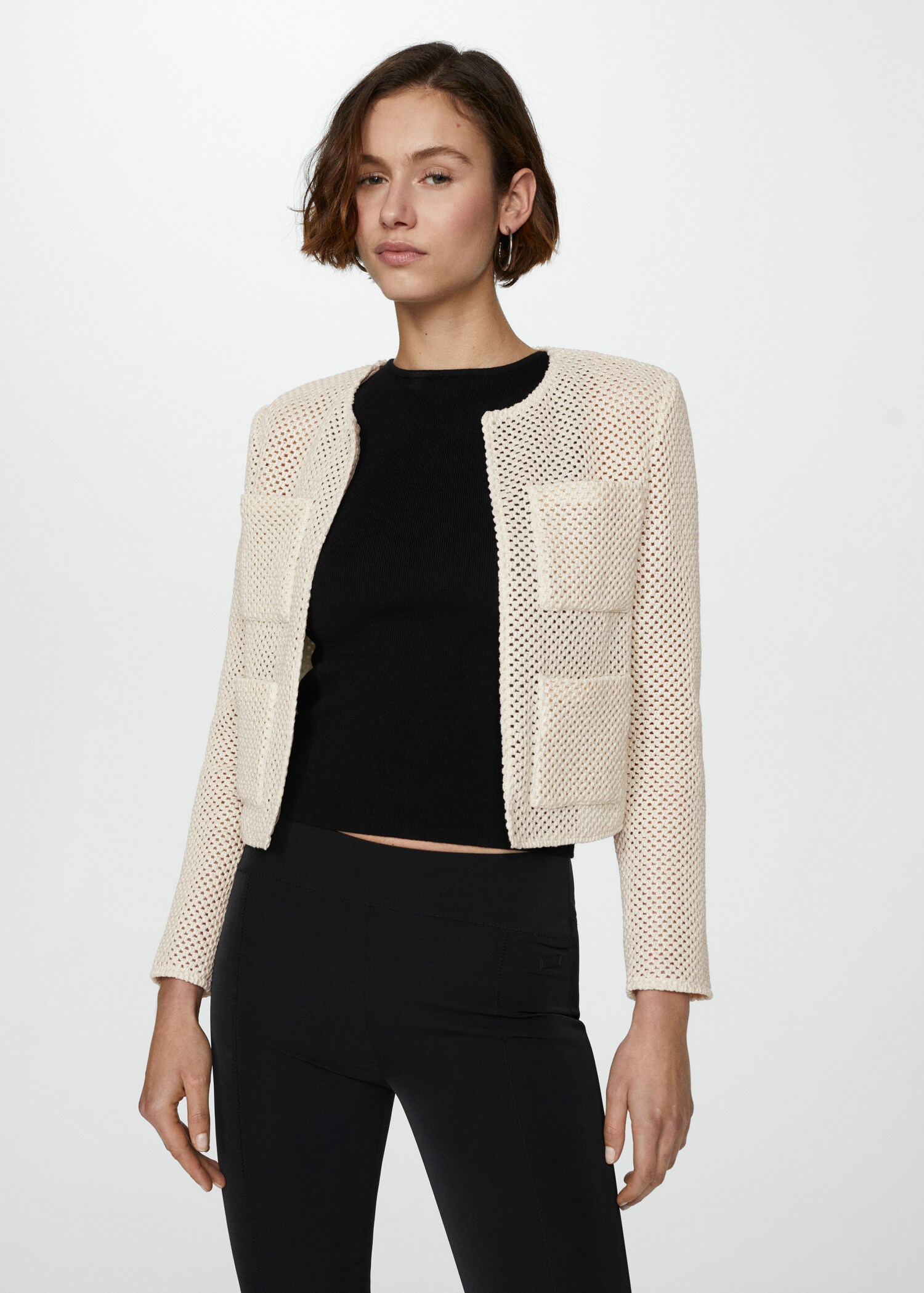 Knitted cardigan with drawstring - Medium plane