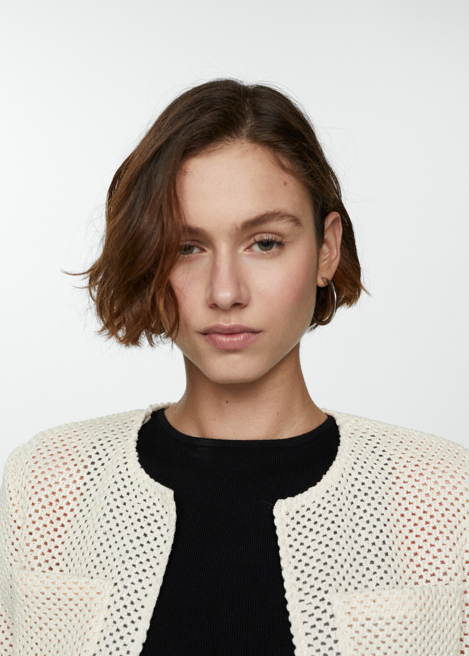 Knitted cardigan with drawstring - Details of the article 1