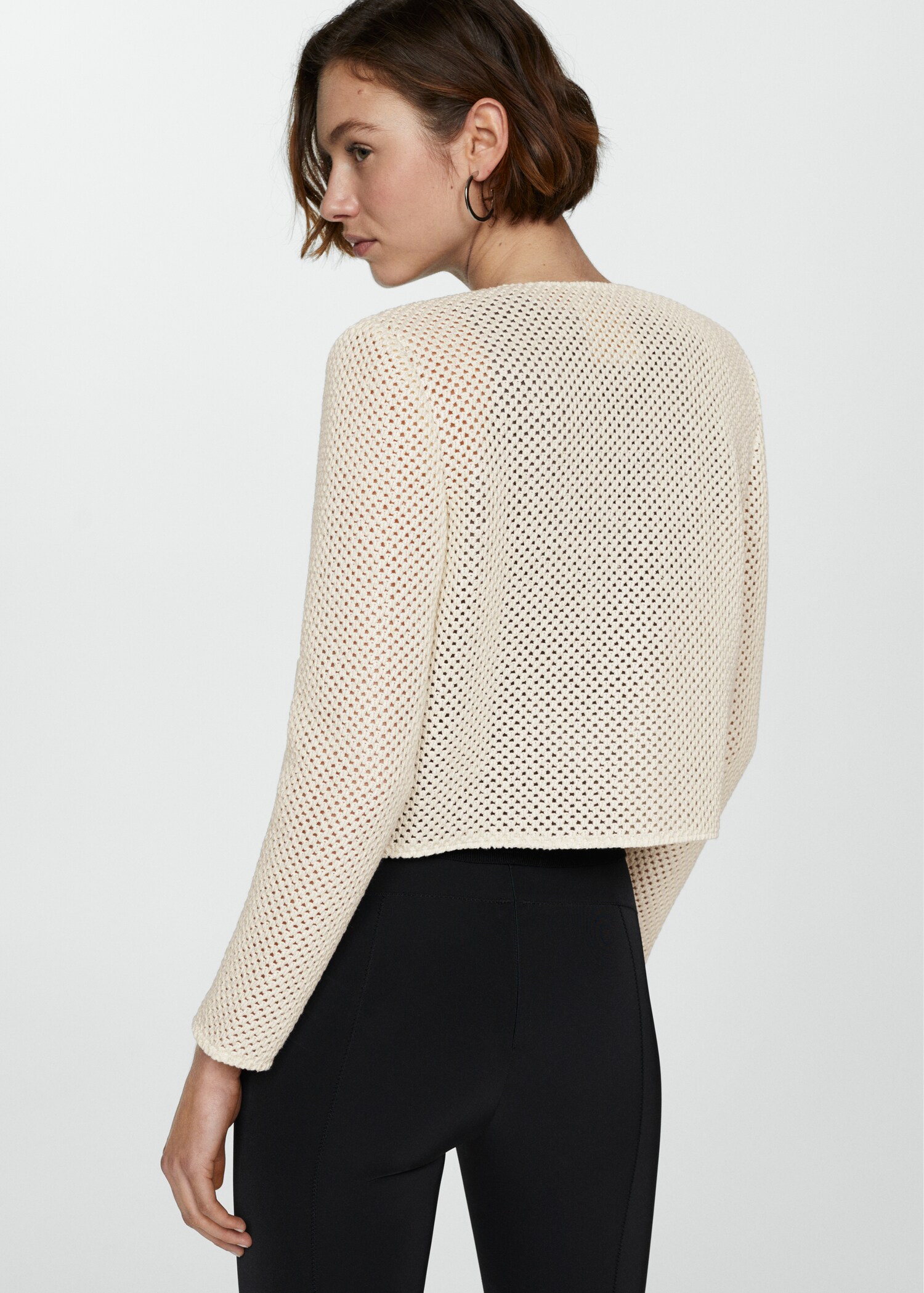 Knitted cardigan with drawstring - Reverse of the article