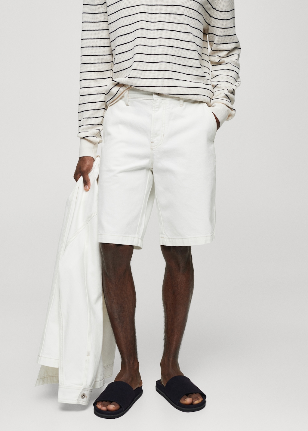 【BAON】Melmio Stripe Denim Bermuda Pants Edikted Carpenter Denim Bermuda Shorts | PacSun