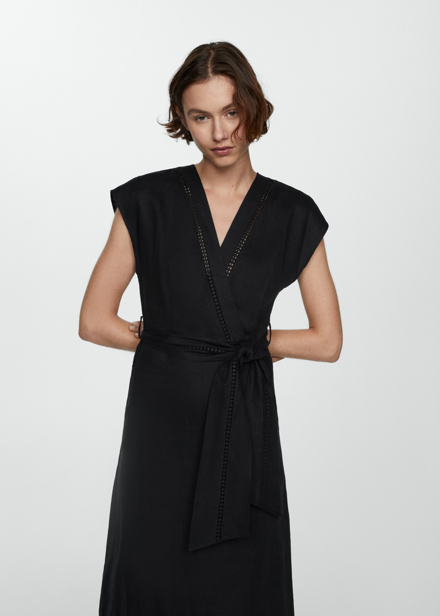 100% linen dress with bow - Medium plane