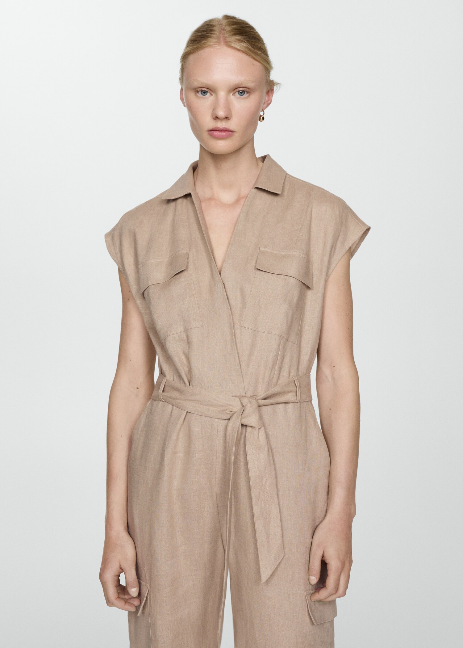 Cargo-style linen jumpsuit - Medium plane