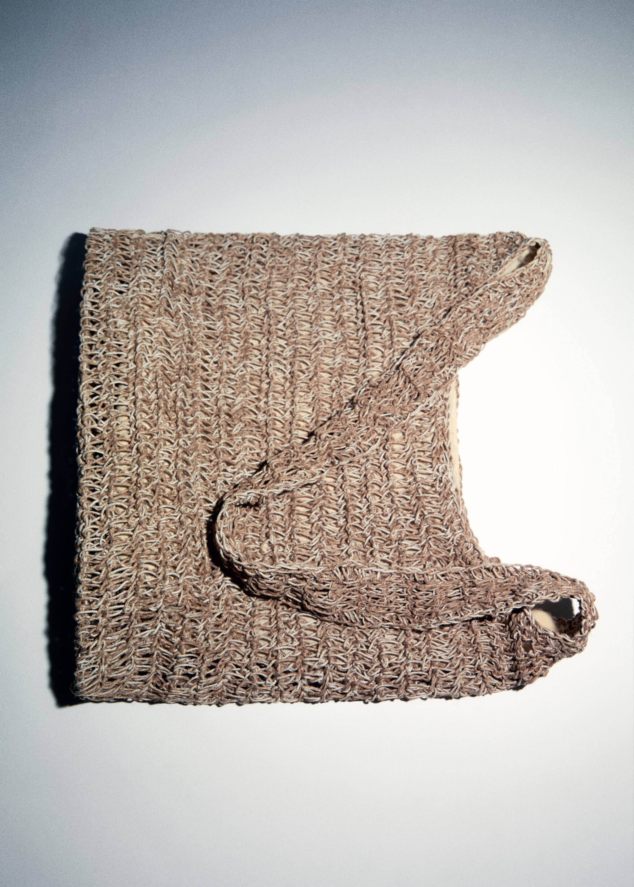 Jute shopper bag - Details of the article 5, Beige. Ref: 67057115-00.