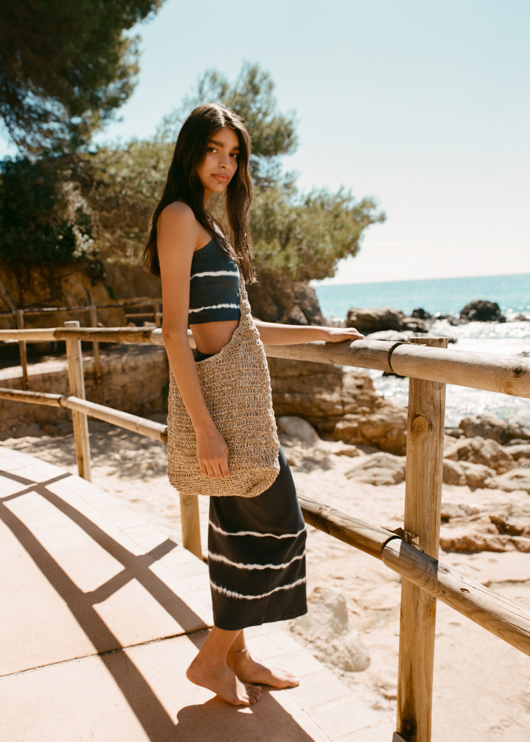 Jute shopper bag - Details of the article 6, Beige. Ref: 67057115-00.