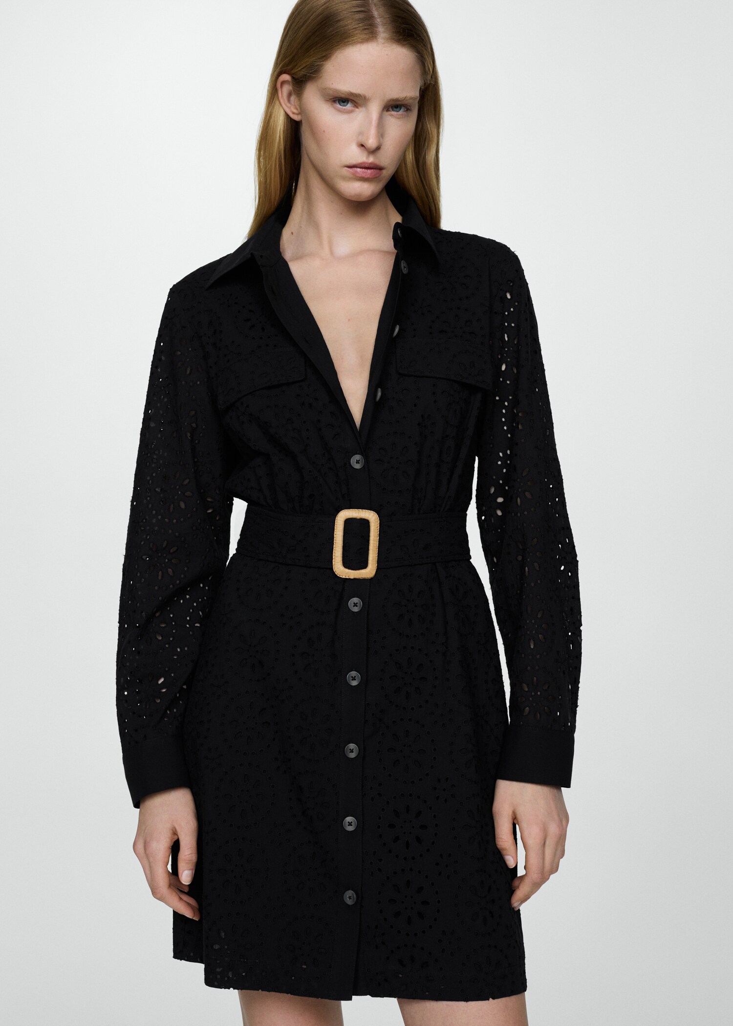 Swiss embroidered shirt dress - Medium plane
