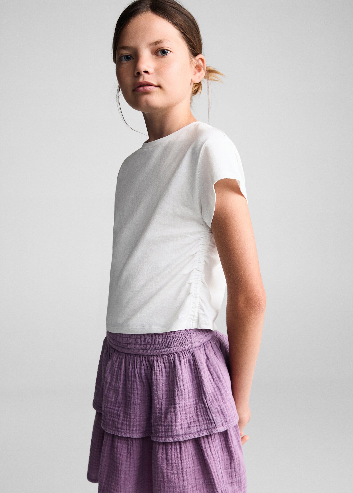Cotton t-shirt with pucker detail - Details of the article 1