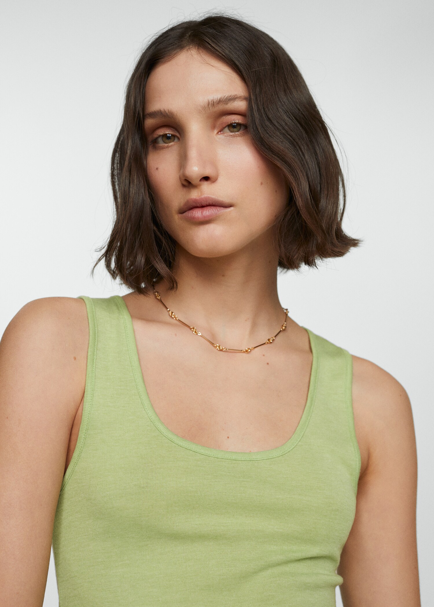 Knitted top with wide straps - Details of the article 1