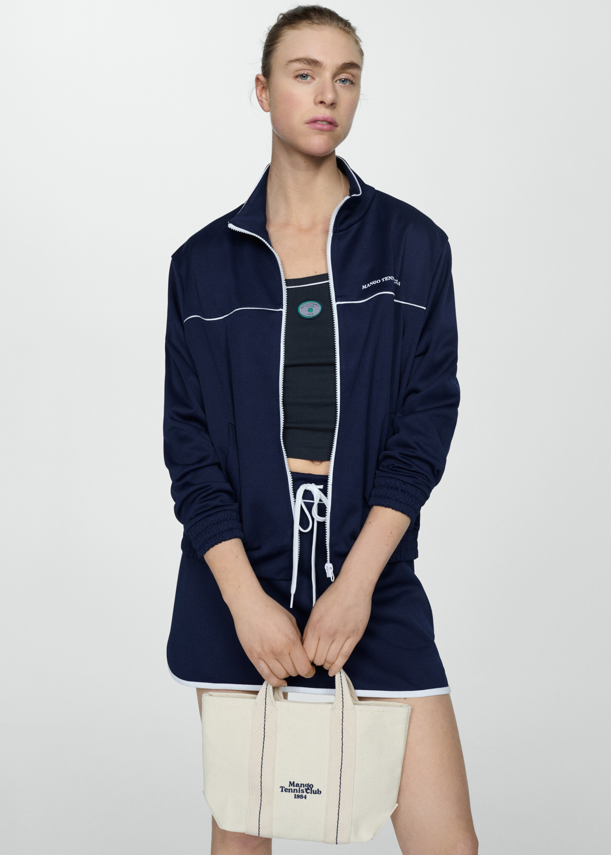 Mini-skirt with contrasting ends - Medium plane, Dark Navy. Ref: 67057145-00.