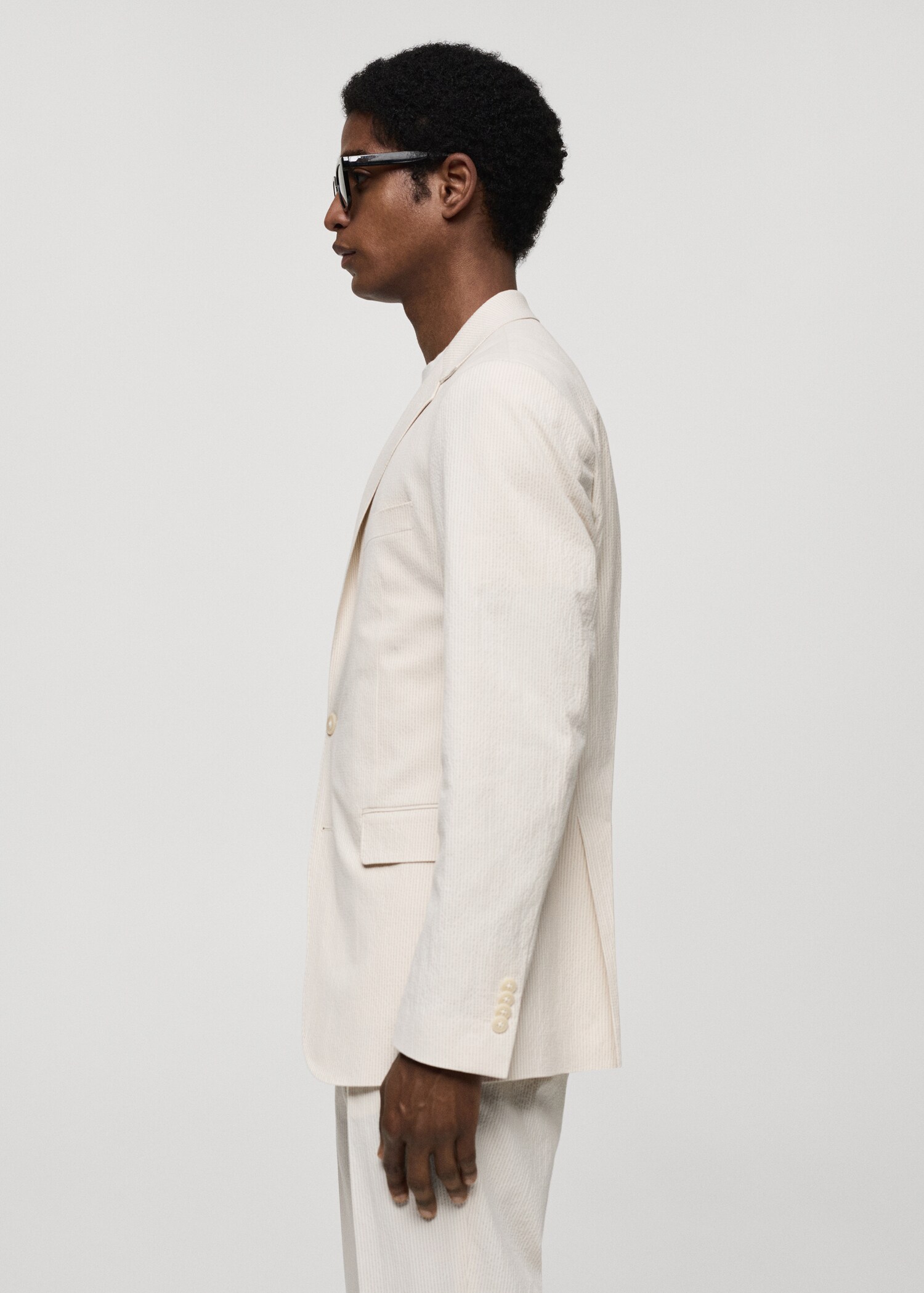 Σακάκι κοστουμιού slim fit βαμβάκι seersucker ριγέ - Λεπτομέρεια του προϊόντος 2