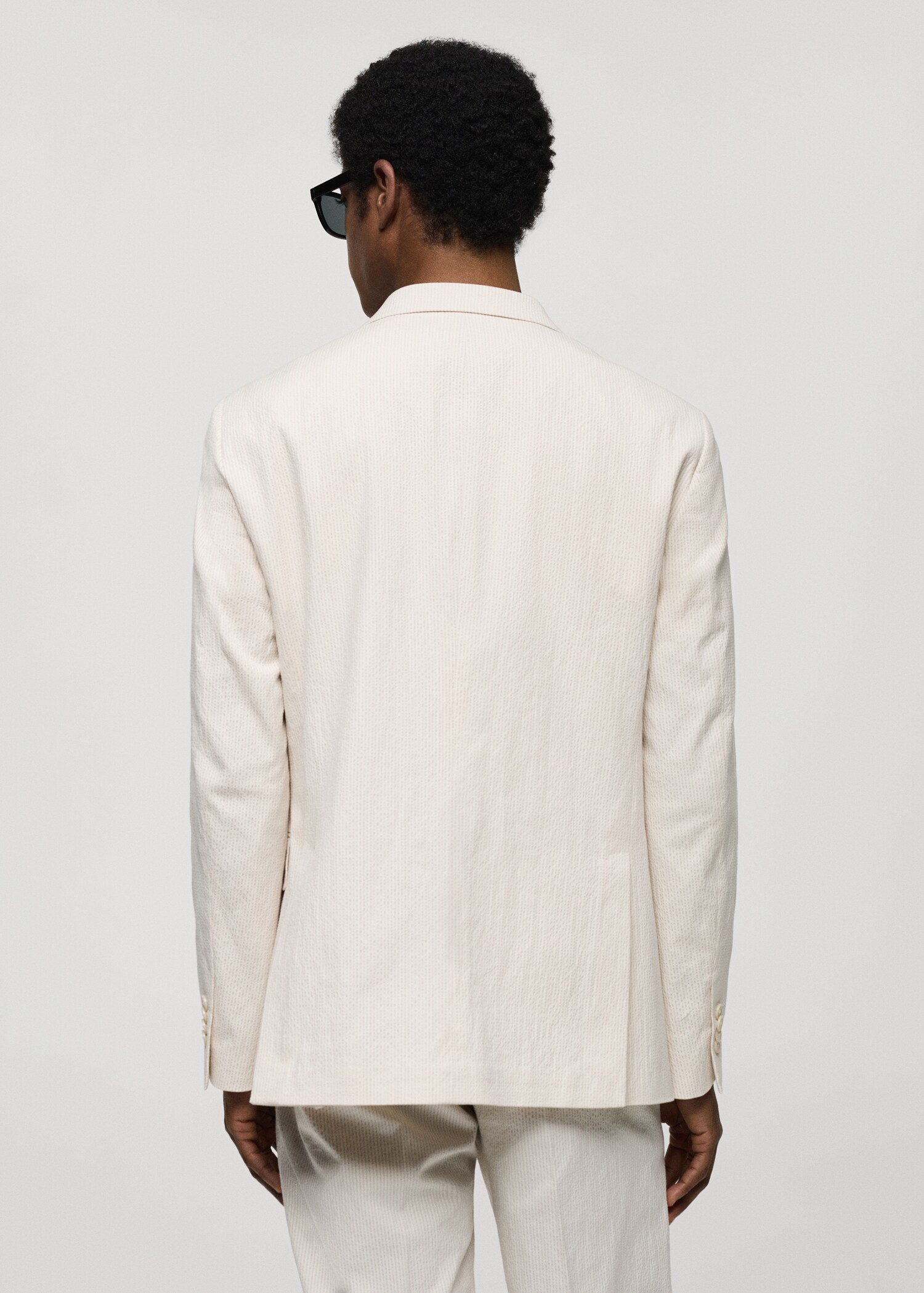 Σακάκι κοστουμιού slim fit βαμβάκι seersucker ριγέ - Πίσω όψη προϊόντος