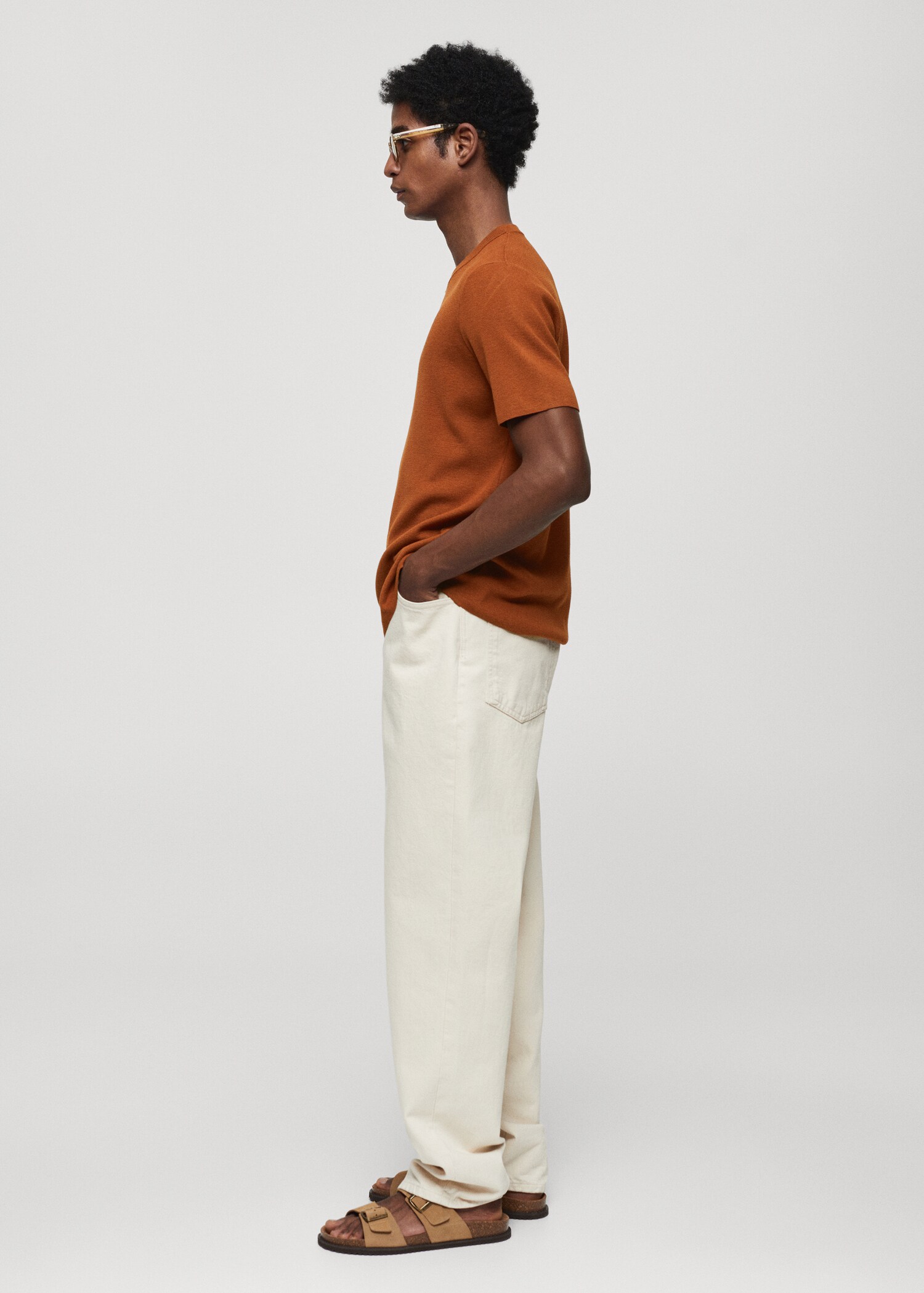 Cotton blend knitted t-shirt - Details of the article 2