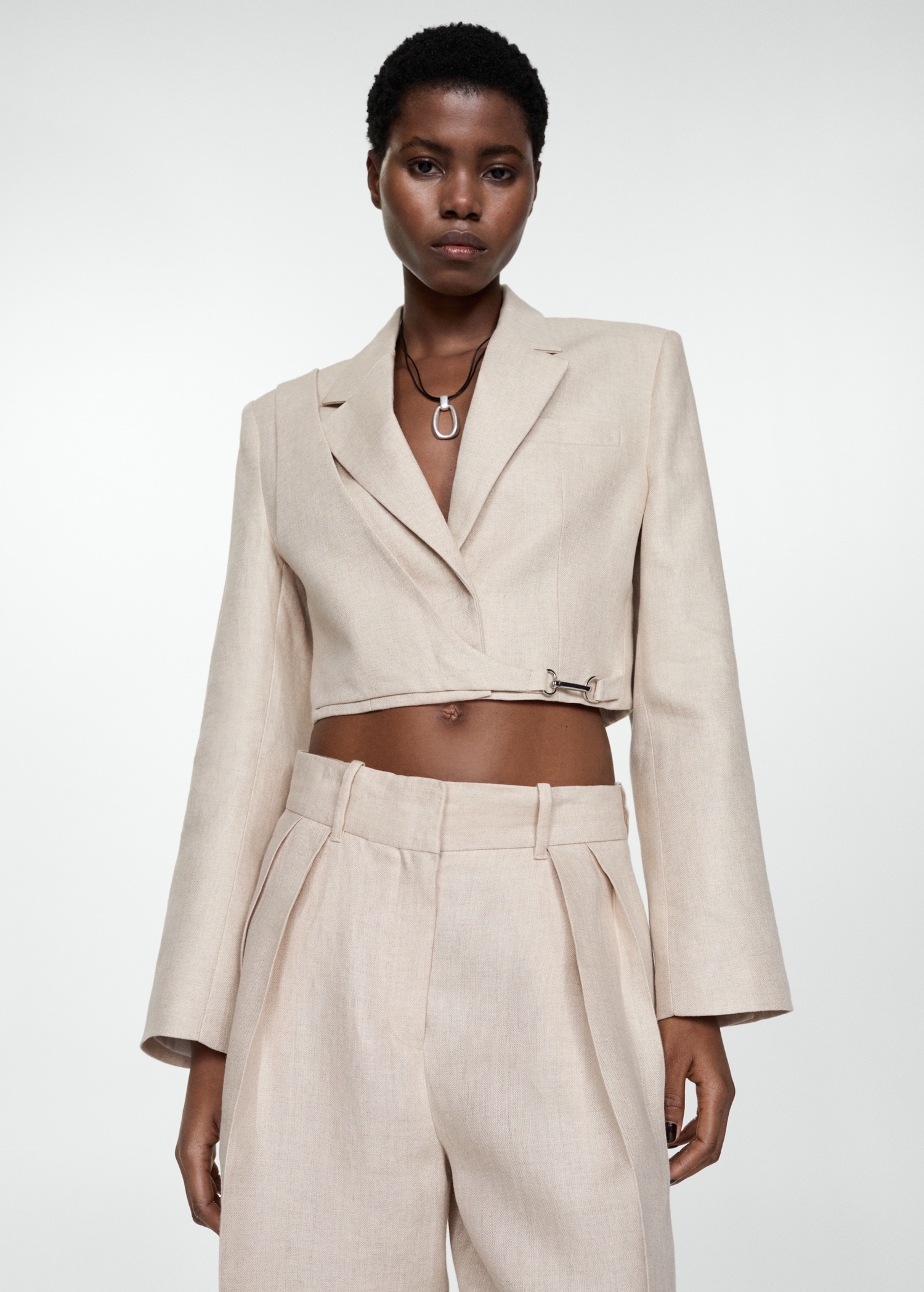 Cropped linen jacket Women MANGO OUTLET USA