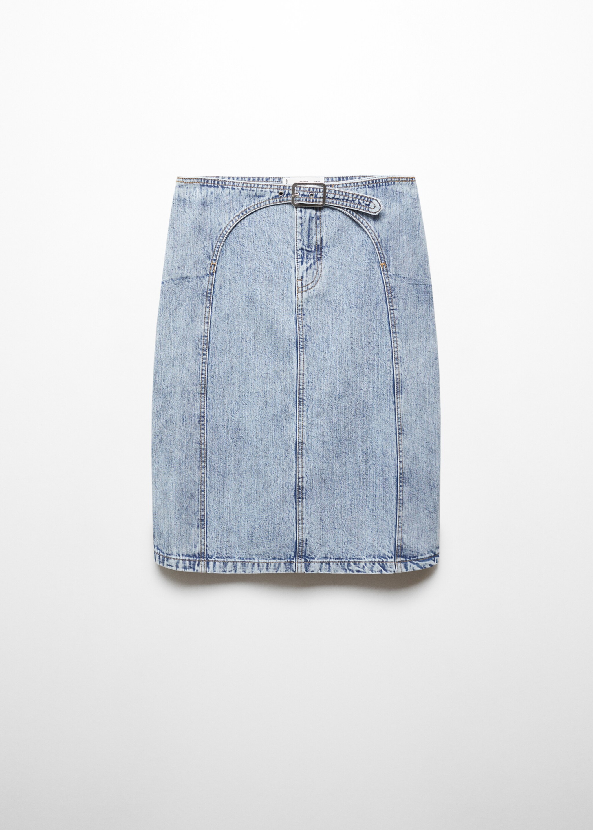 Denim midi-skirt with belt - Article without model