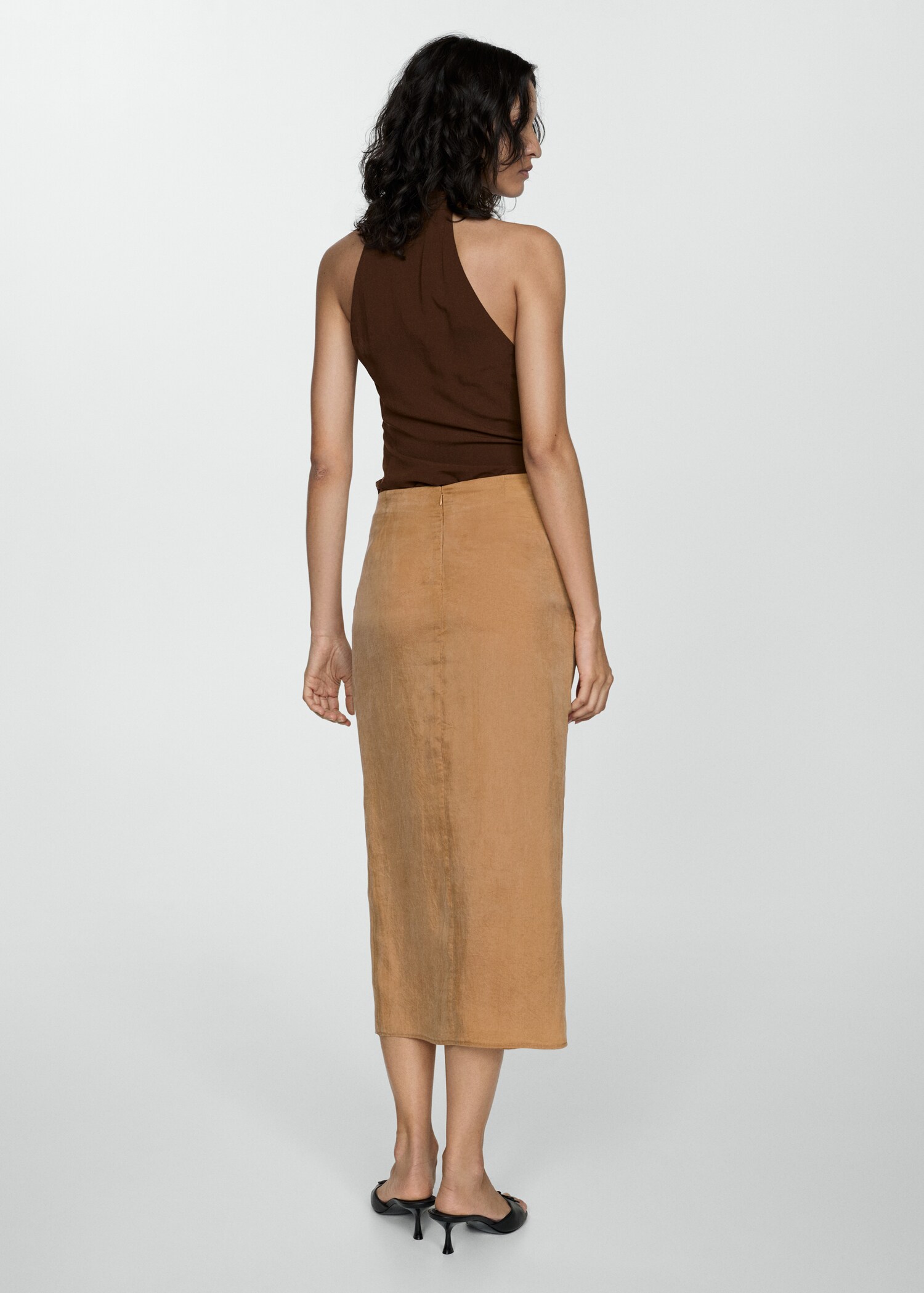 Semi-transparent lyocell skirt with slit - Reverse of the article