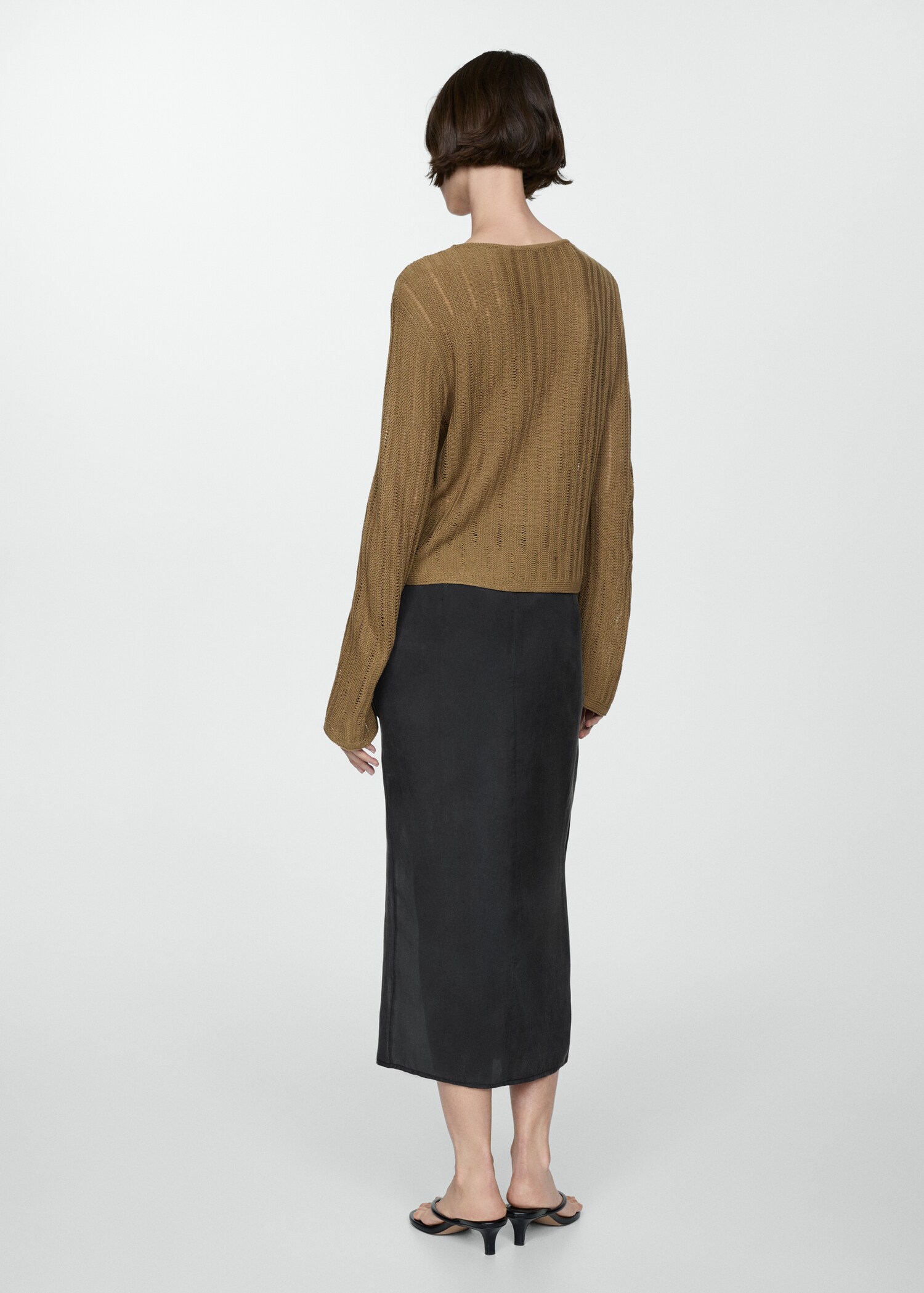 Semi-transparent lyocell skirt with slit - Reverse of the article
