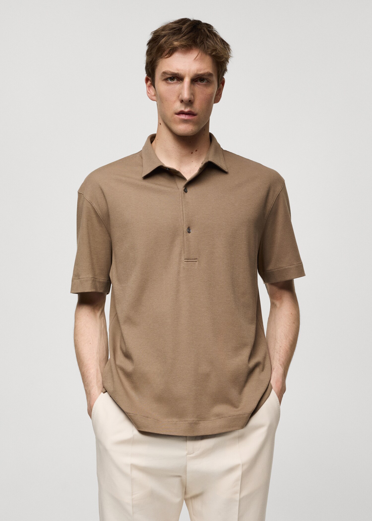 Polo slim fit 100% cotó - Pla mig