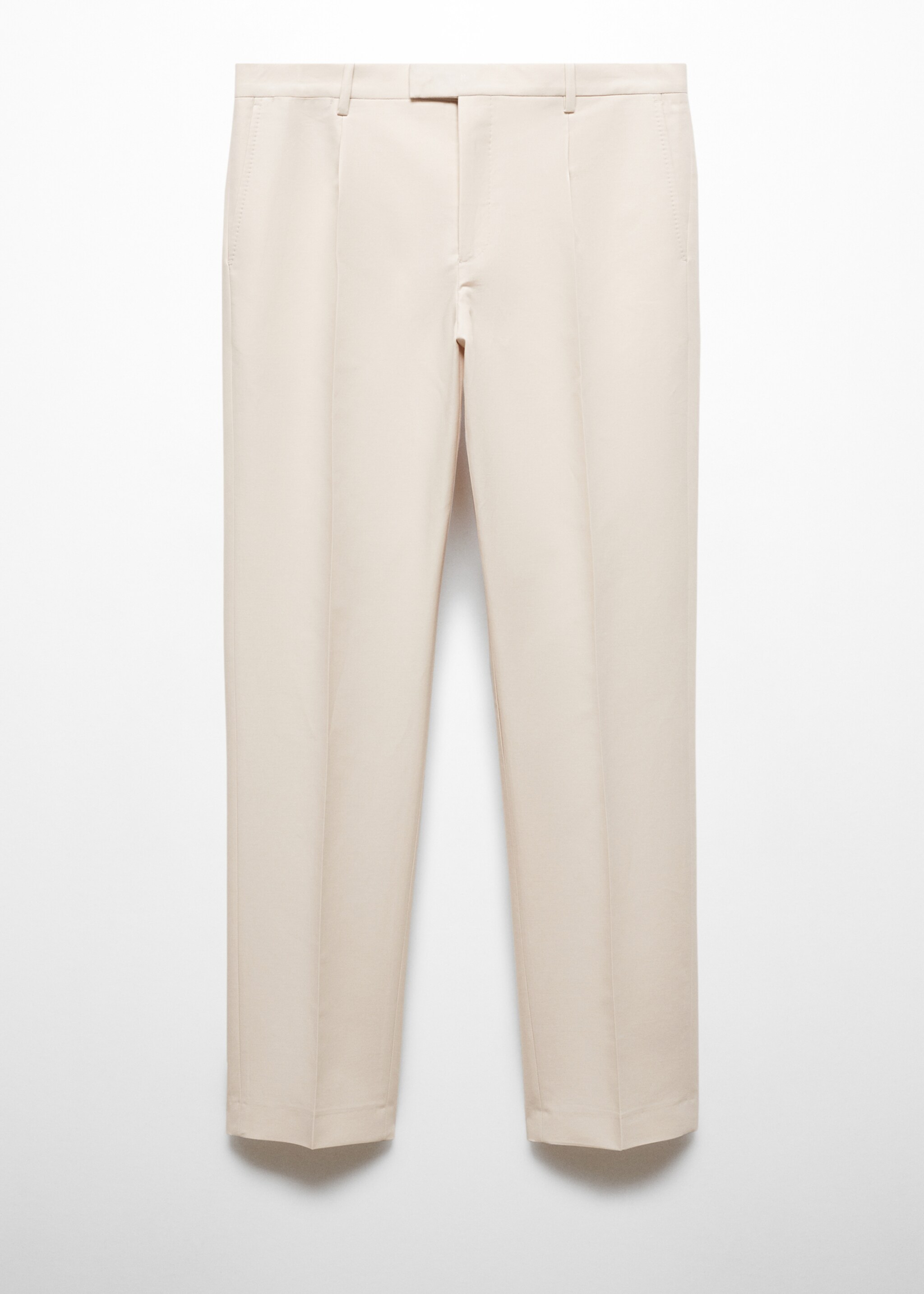 Calças de fato slim fit de 100% algodão com pinças - Artigo sem modelo, Cru. Ref: 67058267-00.